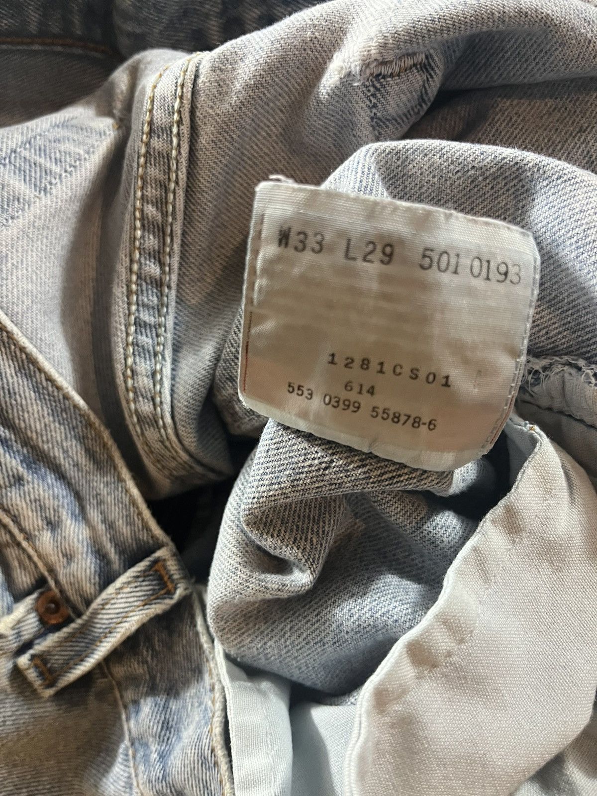Levi's Vintage 90s Levis 501 Light Wash Faded Blue Jeans Size US 33 - 7 Thumbnail