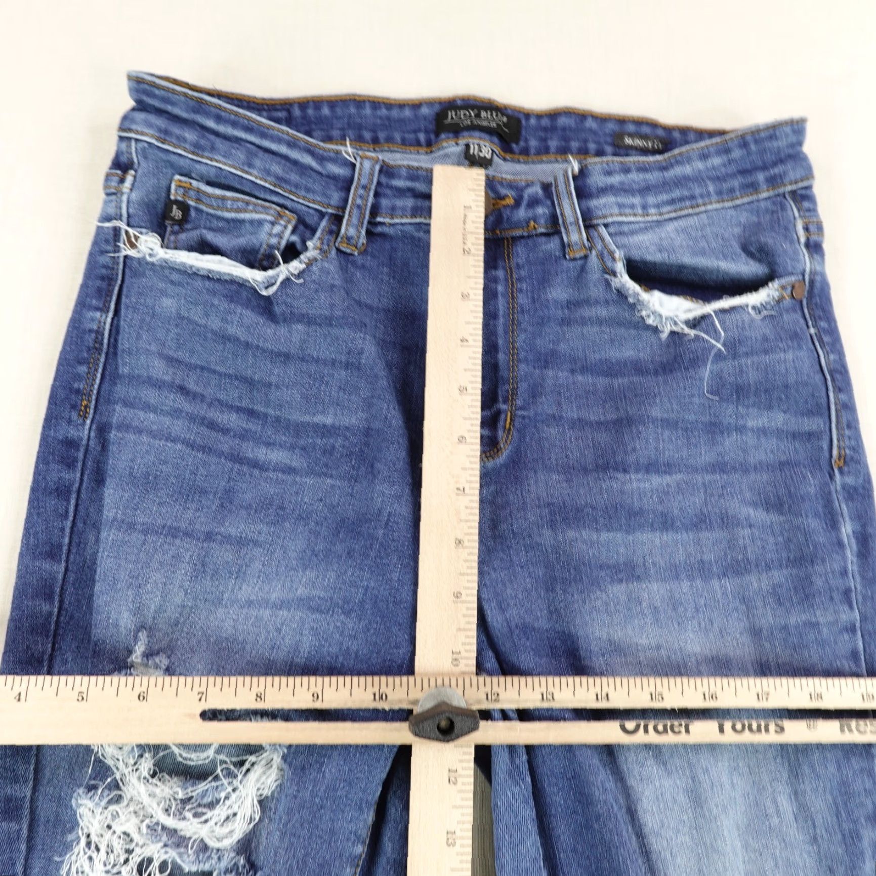 Vintage Judy Blue Jeans Womens 11/30 Denim Skinny High Rise Distressed Stretchy Flex Jeans Blue 30 Womens Girls Mens Size 30" / US 8 / IT 44 - 4 Thumbnail