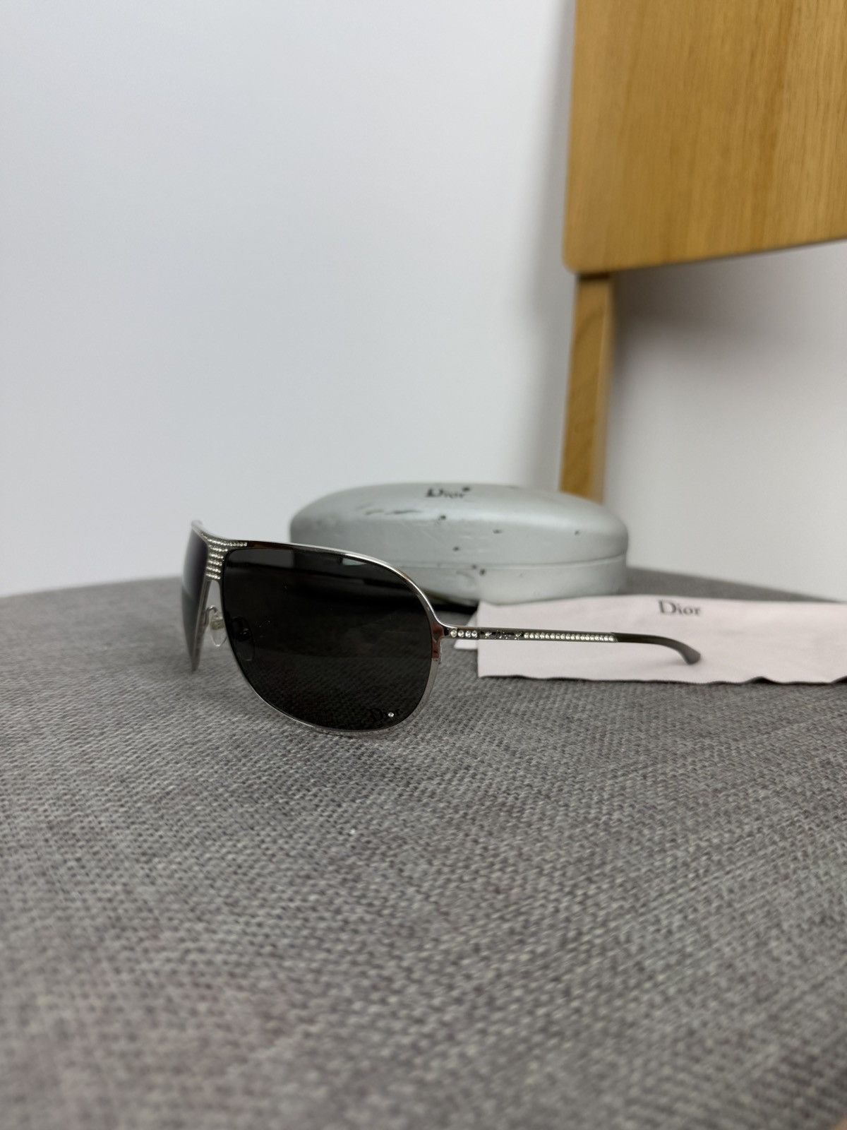 Vintage Hard Dior 1 Silver Sunglasses with Case Christian Dior by John Galliano, fall/winter 2004 runway  main image 3
