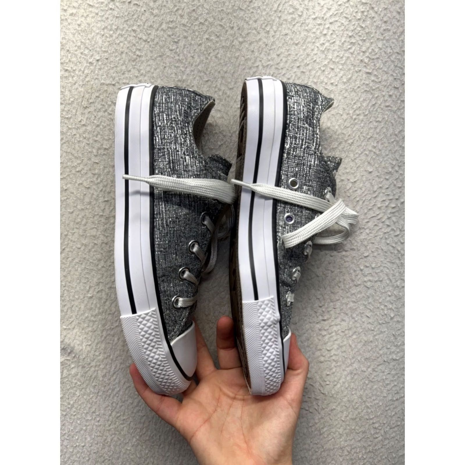 Converse Converse Shoes Womens Gray All Star Low Top Texture Canvas Rubber Sole Lace Size M / US 6-8 / IT 42-44 - 5 Thumbnail
