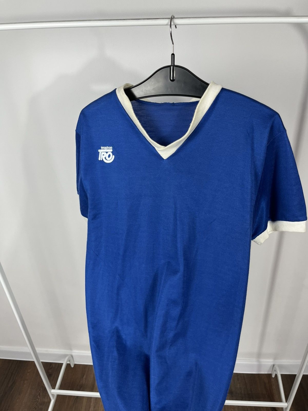 Other Vintage Adler Lacke Blue Ringer T Shirt V Neck Retro Tee 70s Size US L / EU 52-54 / 3 - 7 Thumbnail