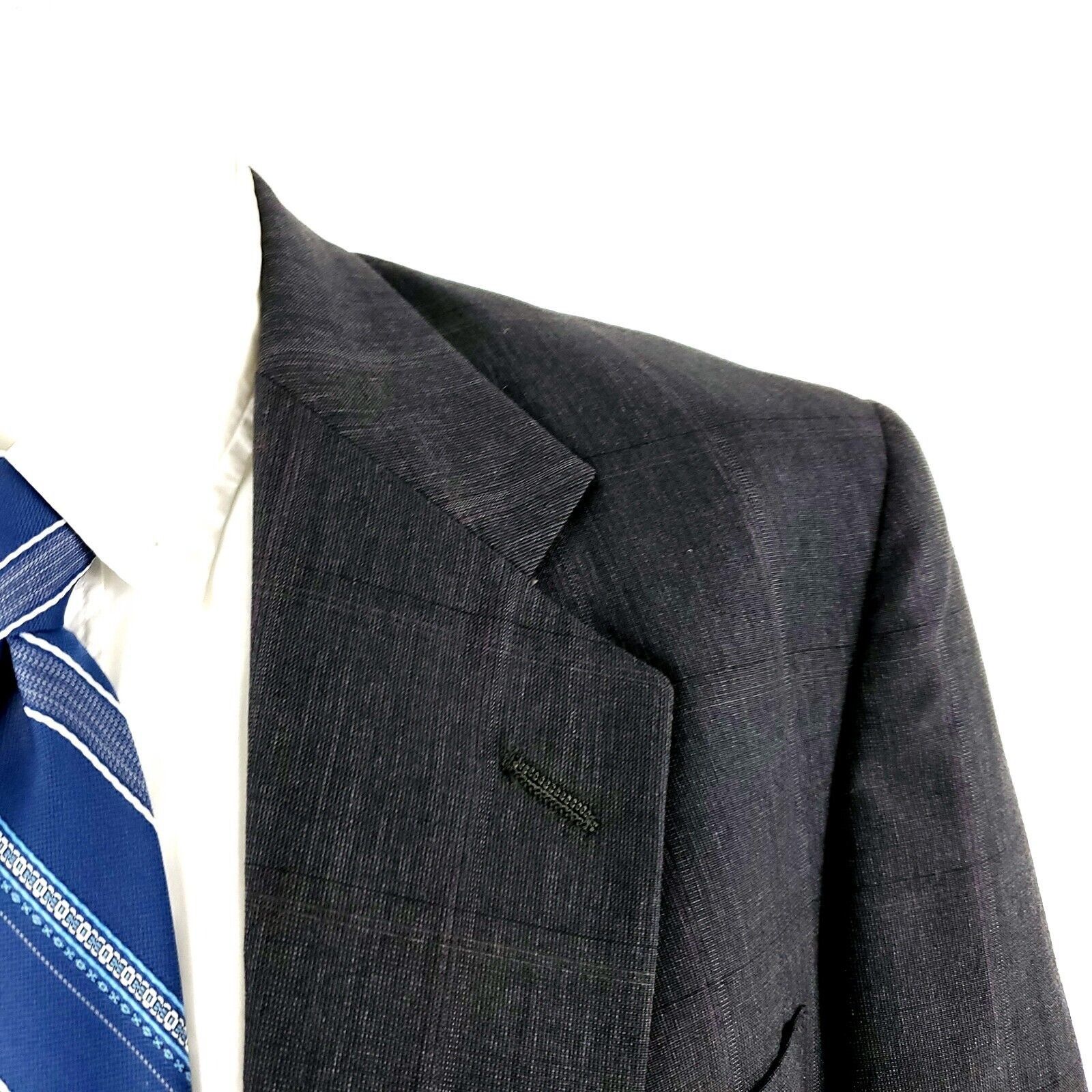 Hart Schaffner Marx Hart Schaffner Marx Wool 2 Button Blazer 40L Gray Plaid W/ P Size 40L - 2 Thumbnail