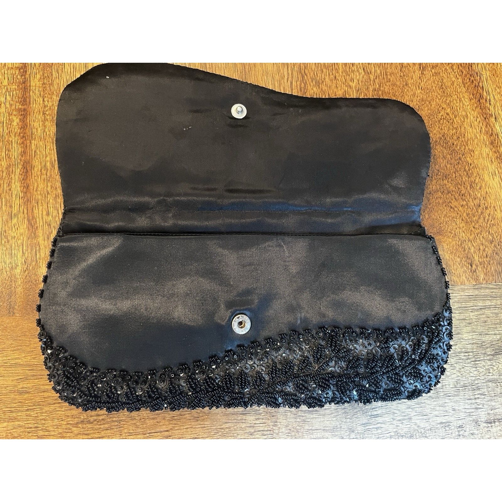Handmade VTG Handmade Hong Kong Evening Bag Clutch Black Beaded Size ONE SIZE - 6 Thumbnail