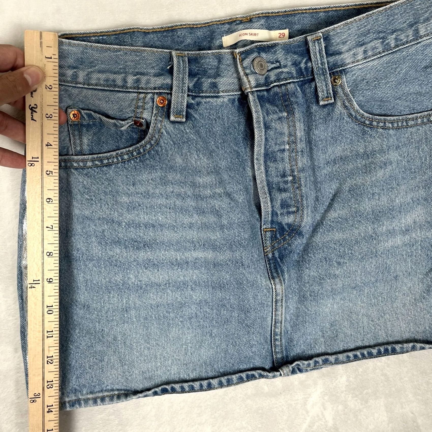 Levi's Levi's Womens Icon Skirt Blue Denim Mini Button Fly Casual Size 29" - 4 Thumbnail