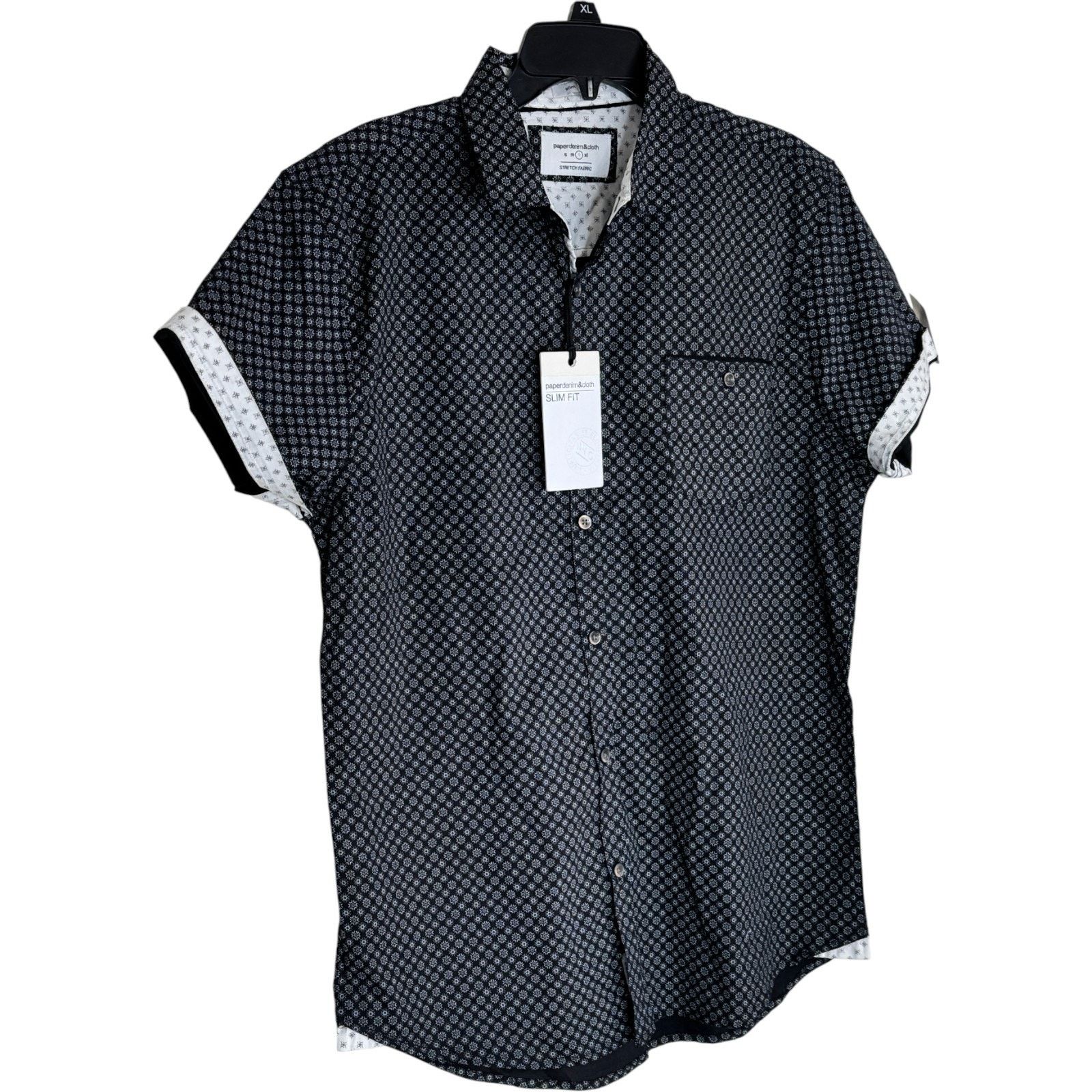 Paper Denim & Cloth Paperdenim & Cloth Slim Fit Shirt XL Black White Geometric Size US L / EU 52-54 / 3 - 5 Thumbnail