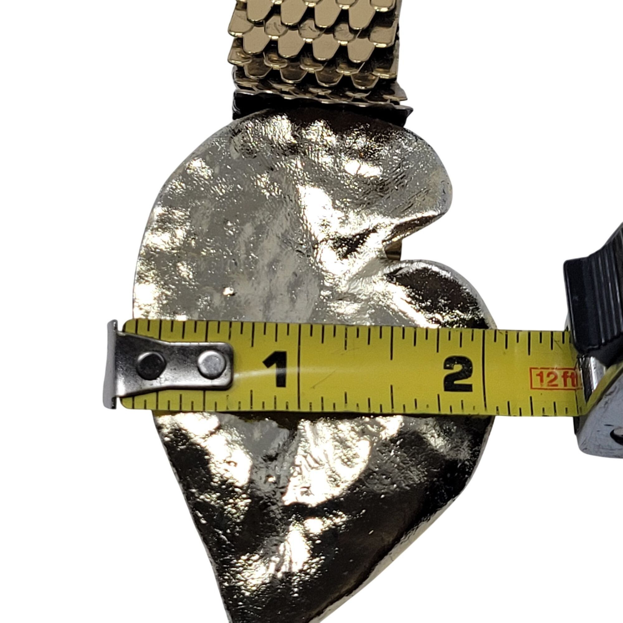 Vintage Vtg 70s Gold Metallic Snake Scale Stretch Belt Sz S Heart Bu Size ONE SIZE - 5 Thumbnail