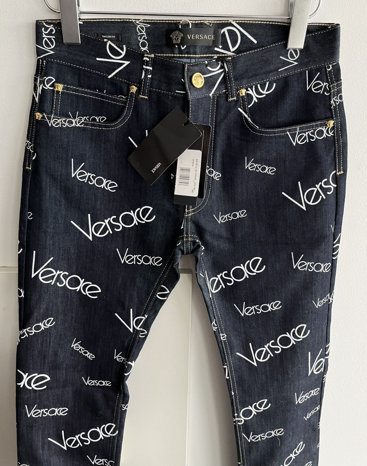 Versace Super Runway Versace Monogram Logo Denim Jeans Brand New Size US 29 - 13 Thumbnail