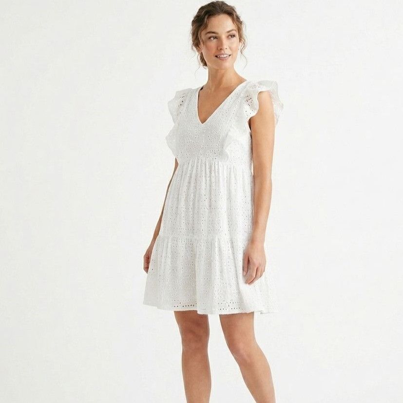 Other Time And Tru White Eyelet Sleeveless Tiered Dress Size M Size M / US 6-8 / IT 42-44 - 1 Thumbnail