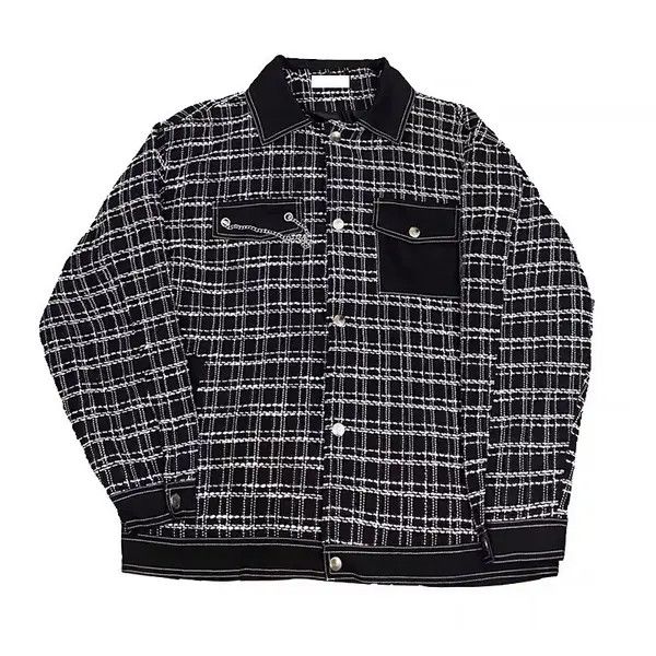 Japanese Brand Kokubu x Asou Black colorblock tweed jacket with chain Size US M / EU 48-50 / 2 - 6 Thumbnail