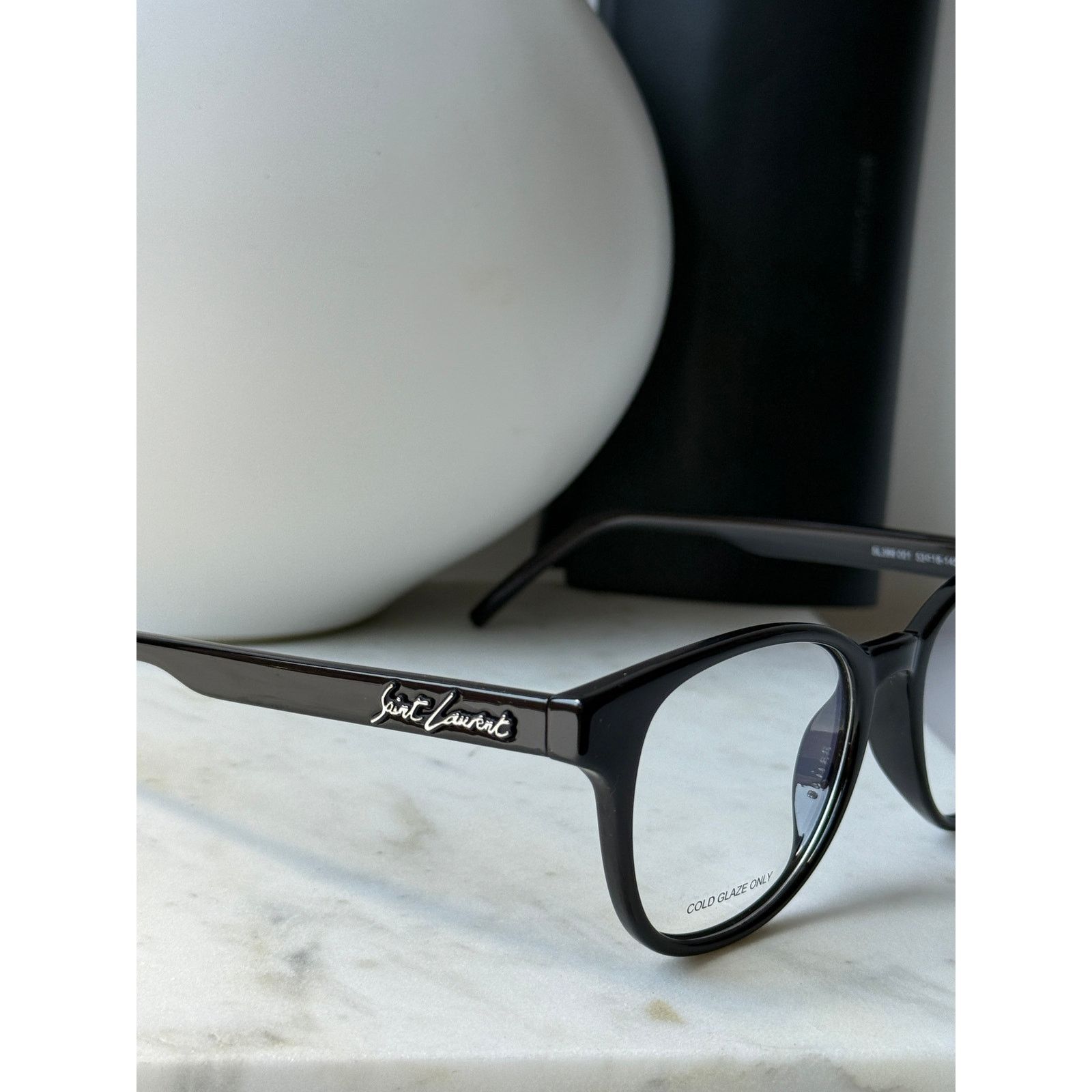 Saint Laurent Paris NEW Saint Laurent SL399 Black Silver Logo Eyeglasses Frames Size ONE SIZE - 3 Thumbnail