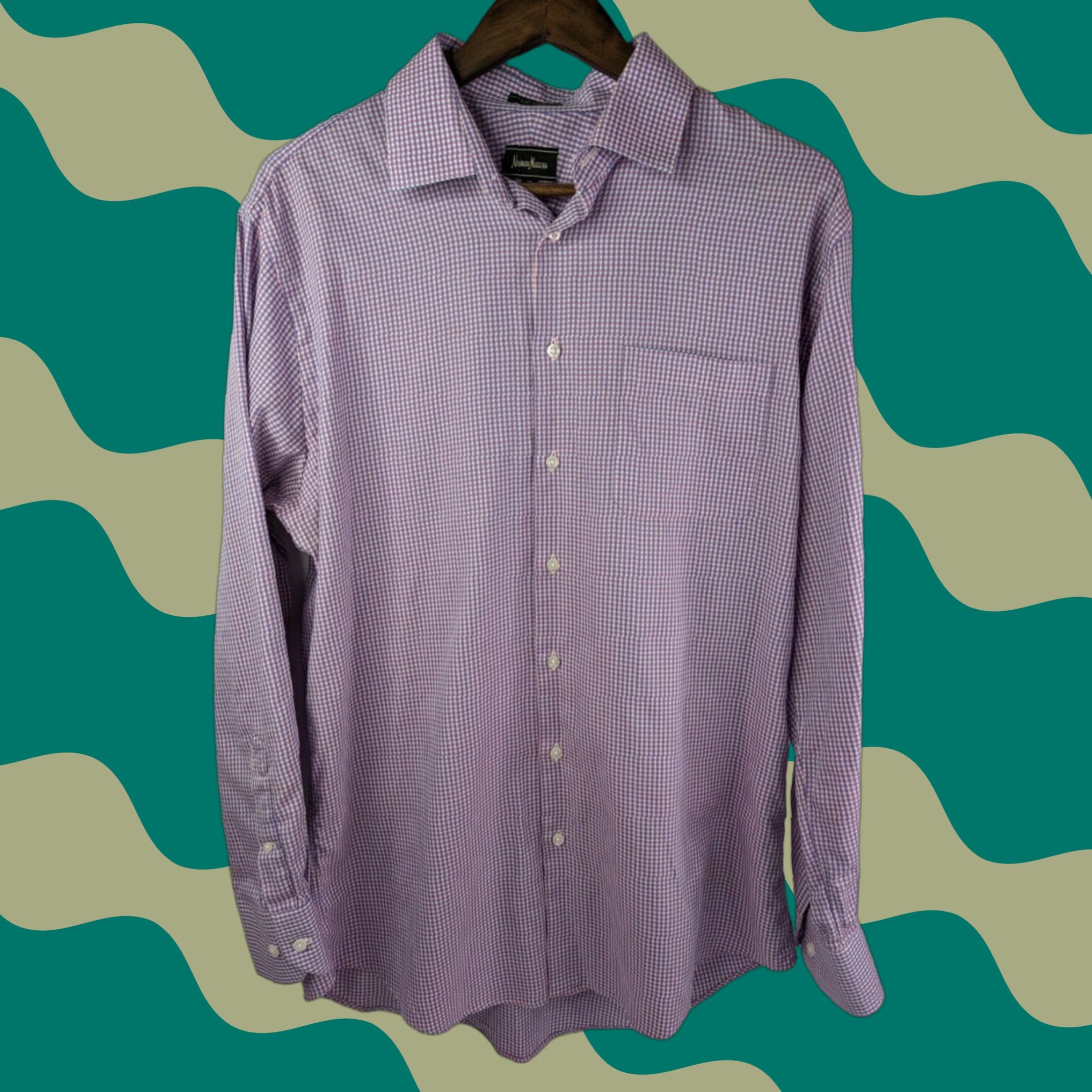 Neiman Marcus VINTAGE Neiman Marcus Shirt Mens Size 16 34/35 Pink Check 100% Cotton 80's 2-Ply Size US L / EU 52-54 / 3 - 1 Thumbnail