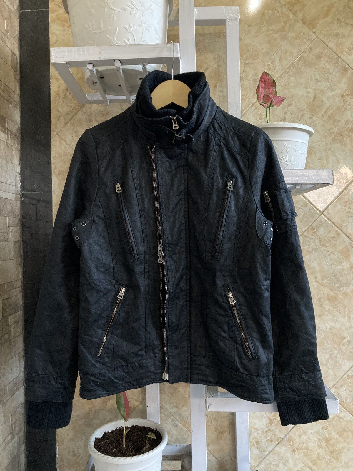 14th Addiction CIVARIZE - Multi Zipper Waxed Layers Jacket Vkei Japanese Size US M / EU 48-50 / 2 - 2 Thumbnail