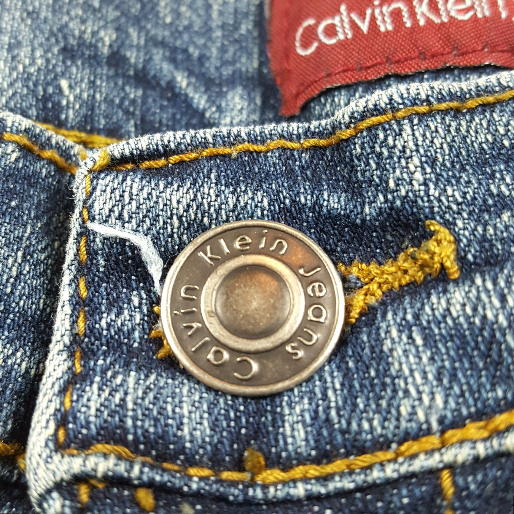 Calvin Klein VINTAGE Calvin Klein Women's Denim Jeans Spell Out Embroidered Straight Leg Dark Wash Size 32 30in Inseam 90s Retro Short text not needed Size 24" / US 00 / IT 34 - 7 Thumbnail