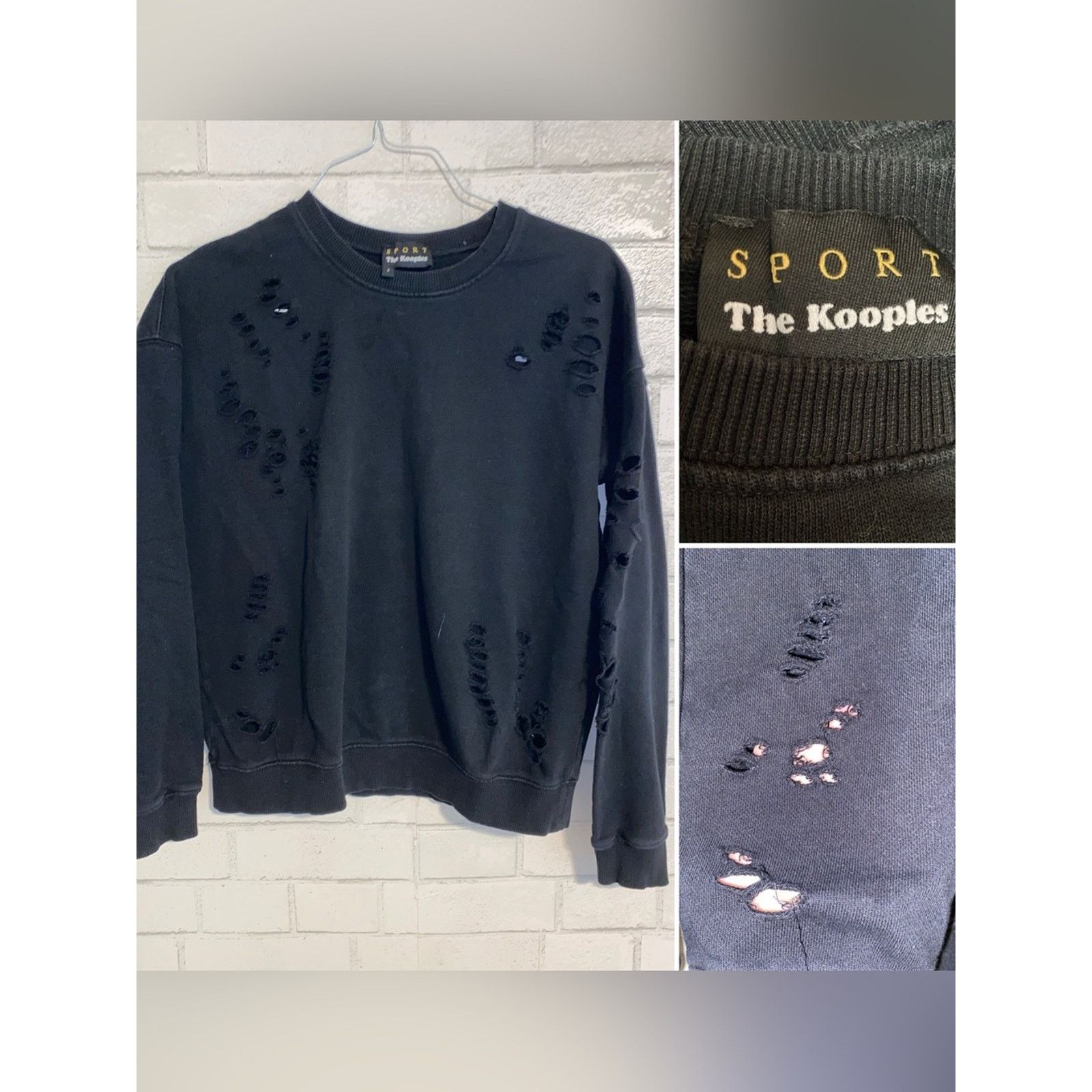The Kooples The Kooples Sport Black Distressed Sweatshirt 2= Medium EUC Size M / US 6-8 / IT 42-44 - 1 Thumbnail