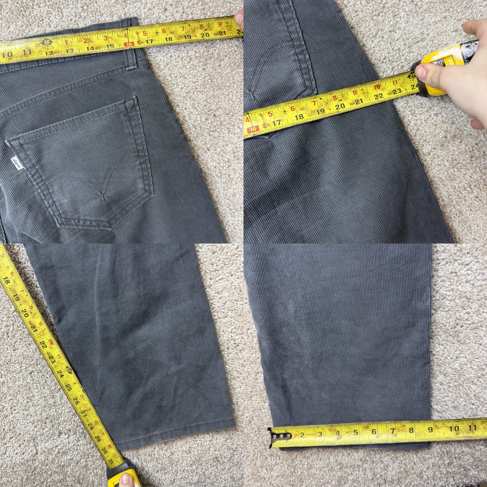 Levi's Levi's 514 Jeans Mens 33x30 Dark Wash Gray Corduroy Slim Straight Stretch Casual Jeans Size US 33 - 8 Thumbnail