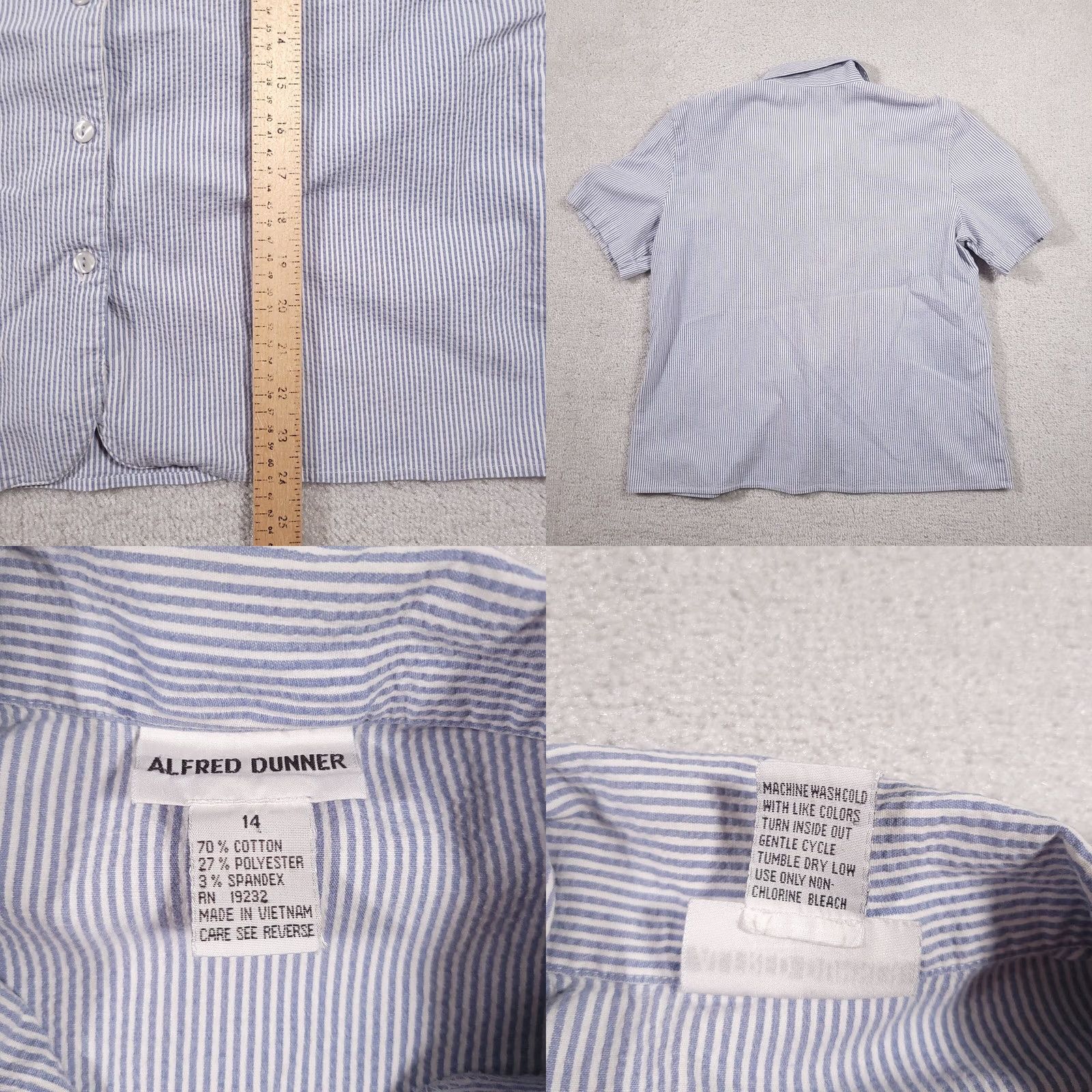 Vintage VINTAGE Alfred Dunner Shirt Short Sleeve Button Up Women's 14 Blue Stripe Beaded Beach Size XL / US 12-14 / IT 48-50 - 8 Thumbnail