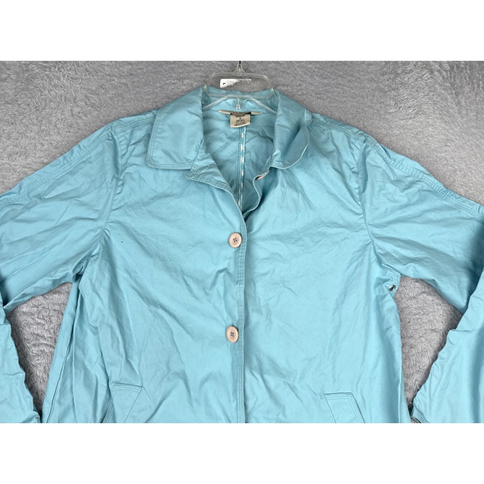 Vintage L.L. Bean Coat Womens Medium Blue Cotton Button Front Lightweight Unlined Casual Size M / US 6-8 / IT 42-44 - 7 Thumbnail