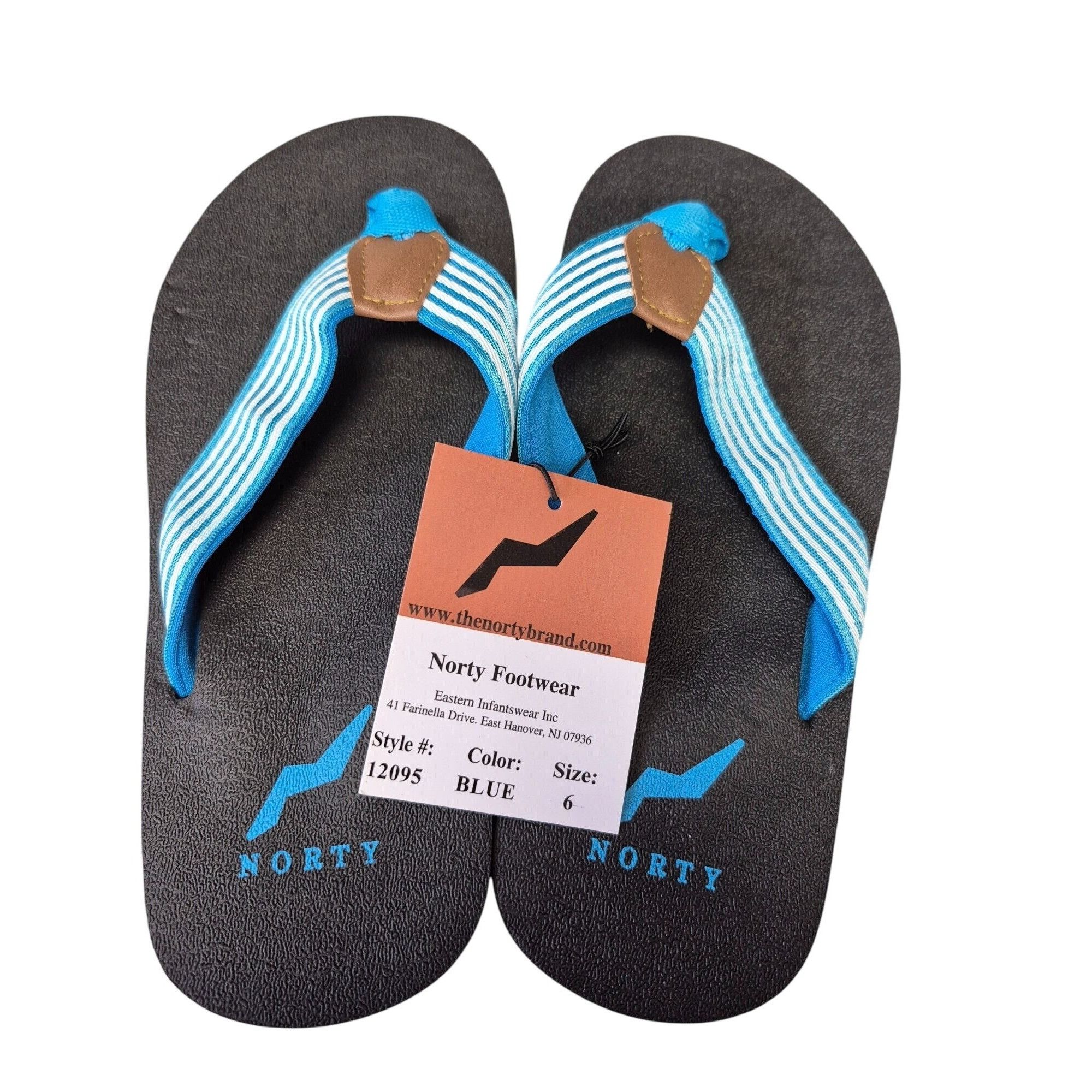 Other Norty Womens Blue Flip Flops With Striped Straps Size 6 Ligh Size US 6 / IT 36 - 2 Thumbnail