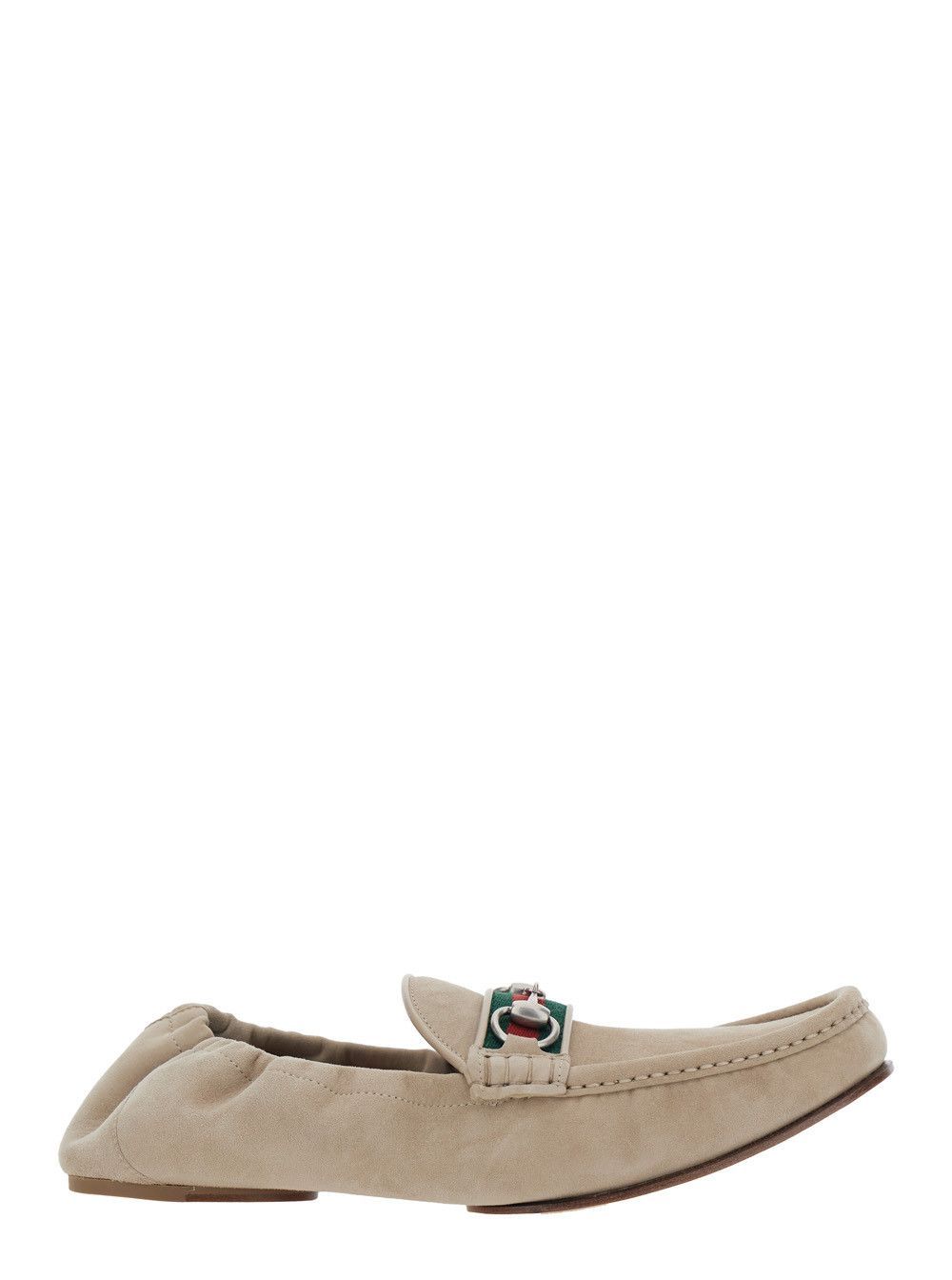 Gucci Beige Loafers with Horsebit Plate and Web Detail on the Front in Suede for Men Size US 10 / EU 43 - 1 Thumbnail