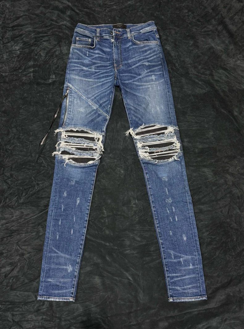 Amiri Amiri Washed mx2 Patched Leather Denim Pants Size US 28 / EU 44 - 3 Thumbnail