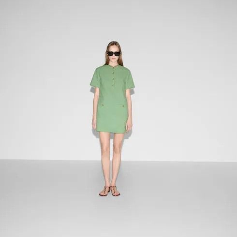 Gucci o1loc1c0226 818278 Cotton Boucle Mini Dress in Green Size M / US 6-8 / IT 42-44 - 2 Thumbnail