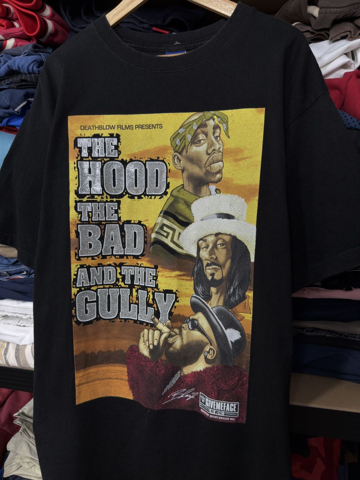 Death Row Records × Rap Tees × Vintage VTG THE HOOD THE BAD THE GULLY TUPAC SNOOP DOGG RAP T-SHIRT Size US XL / EU 56 / 4 - 12 Thumbnail
