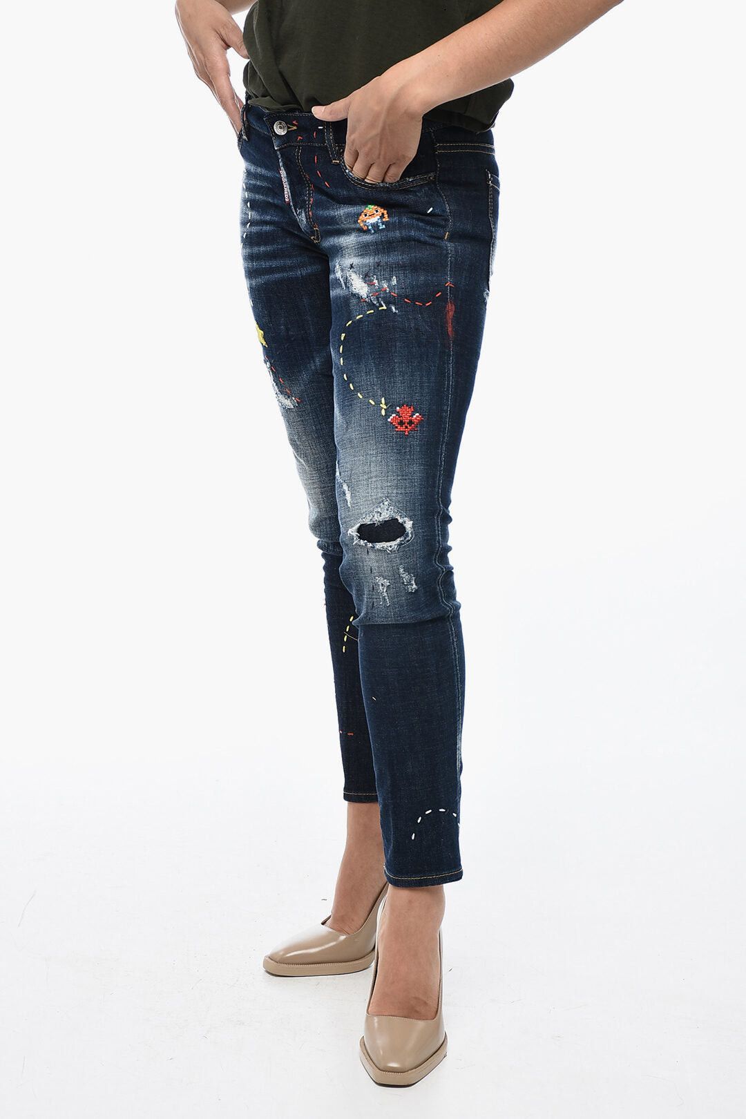 Monster Maze Skinny Jeans with 14.5cm Embroidery