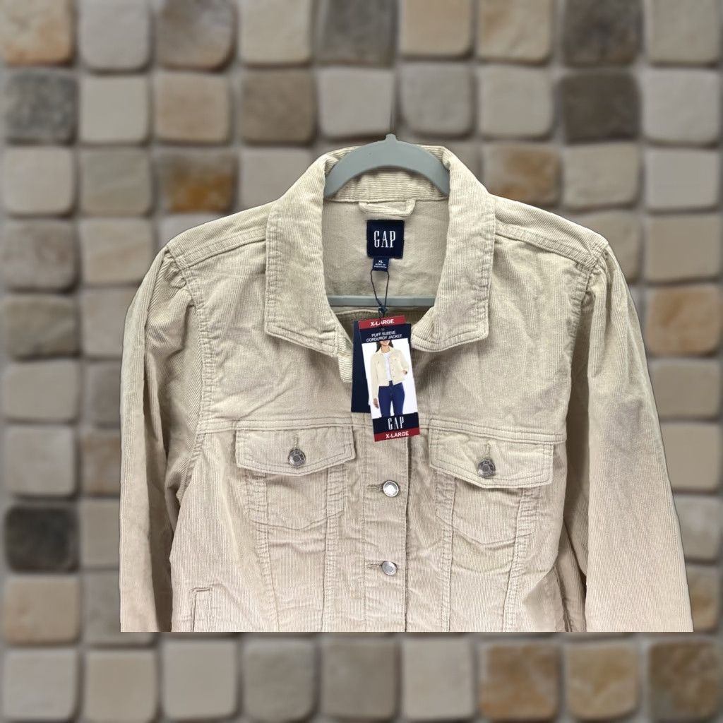 Gap VINTAGE Gap Corduroy Jacket Women XL Beige Button Puff Sleeve Stretch Cotton NWT Size XL / US 12-14 / IT 48-50 - 1 Thumbnail
