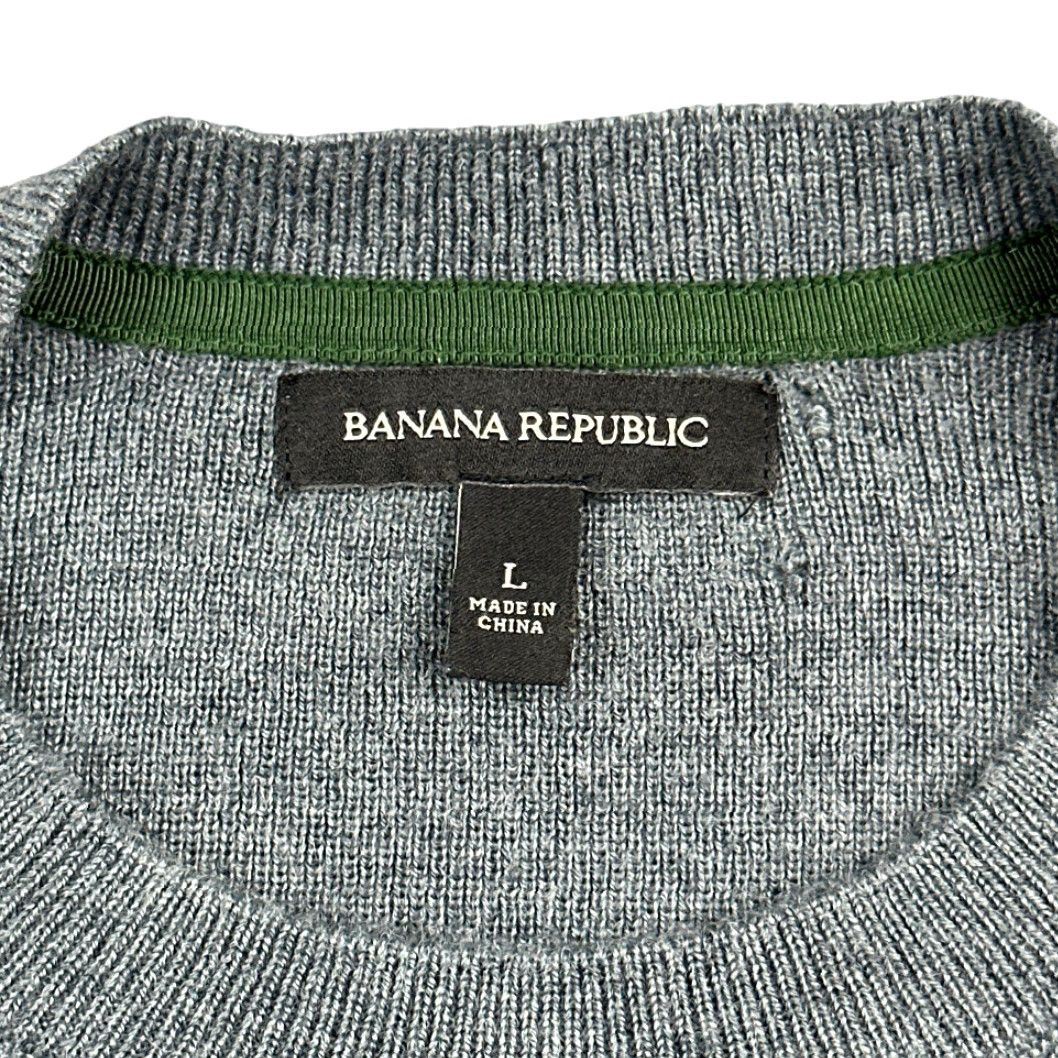 Banana Republic Banana Republic Sweater Adult MEDIUM Gray Merino Wool Blend Pullover Crew Neck Knit's Solid Color Long Sleeve Regular Fit Mens 20x27.500 Size US M / EU 48-50 / 2 - 4 Thumbnail