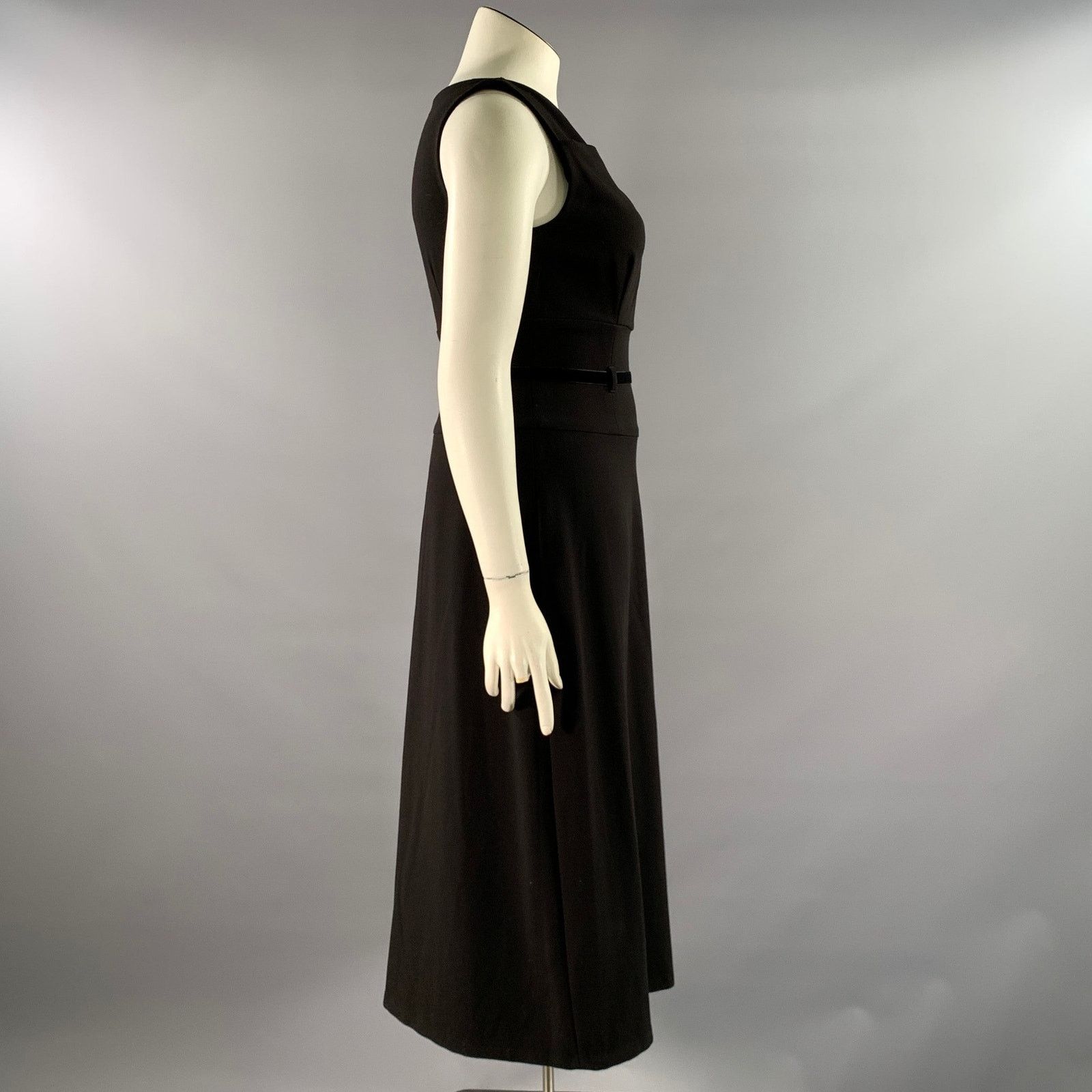 Donna Karan DONNA KARAN Size 6 Black Poly Blend Sheath Mid-Calf Dress Size M / US 6-8 / IT 42-44 - 3 Thumbnail