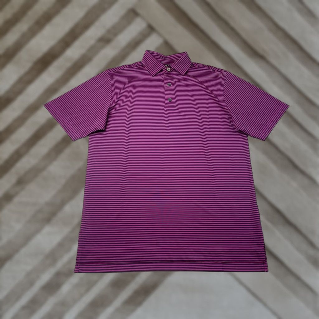 Footjoy FootJoy Polo Shirt Mens Small Golf Short Sleeve Striped Purple Black Performance Size US S / EU 44-46 / 1 - 1 Thumbnail