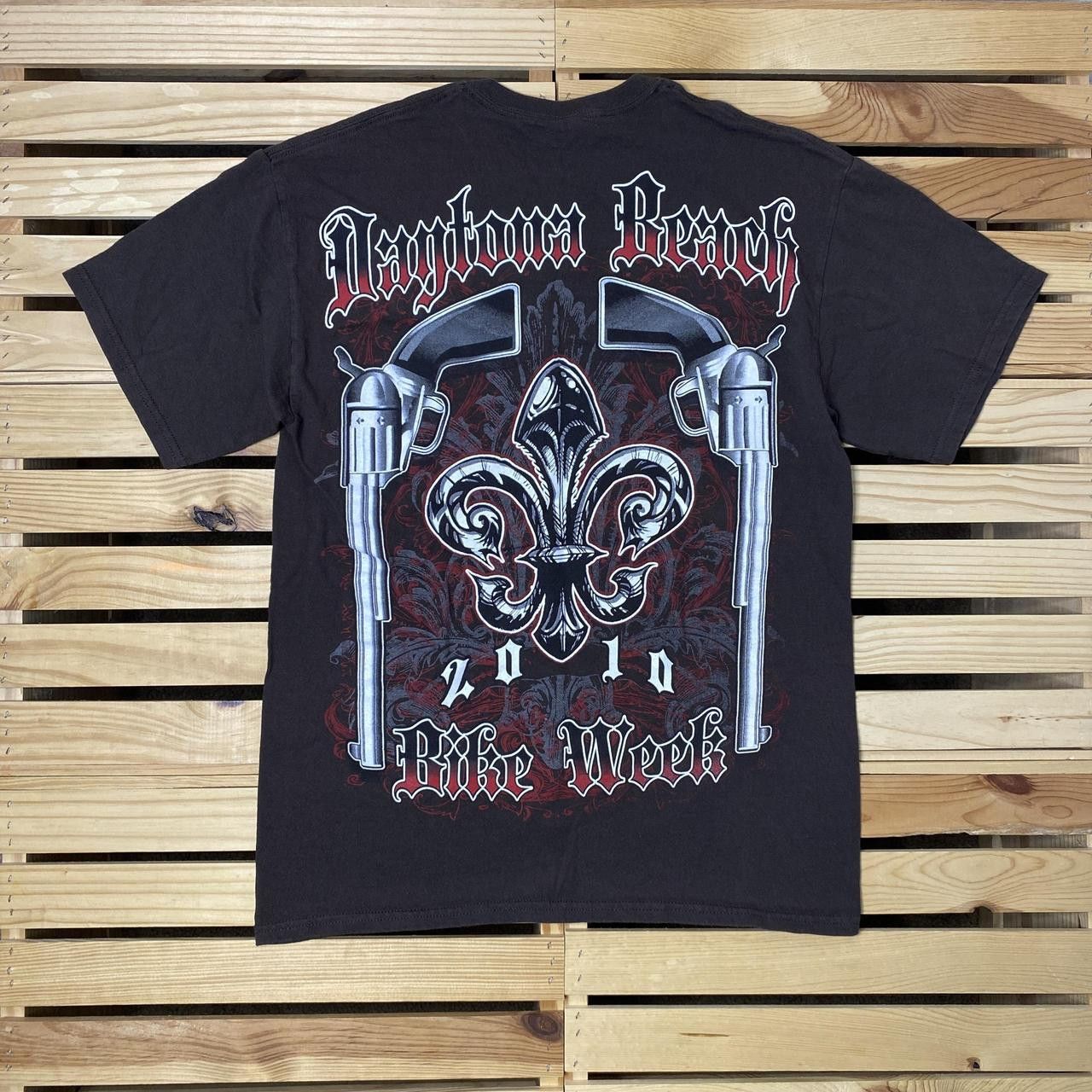 Gildan Daytona Beach Bike Week 2010 Brown Y2K Biker Tee Size Medium Size US M / EU 48-50 / 2 - 1 Thumbnail