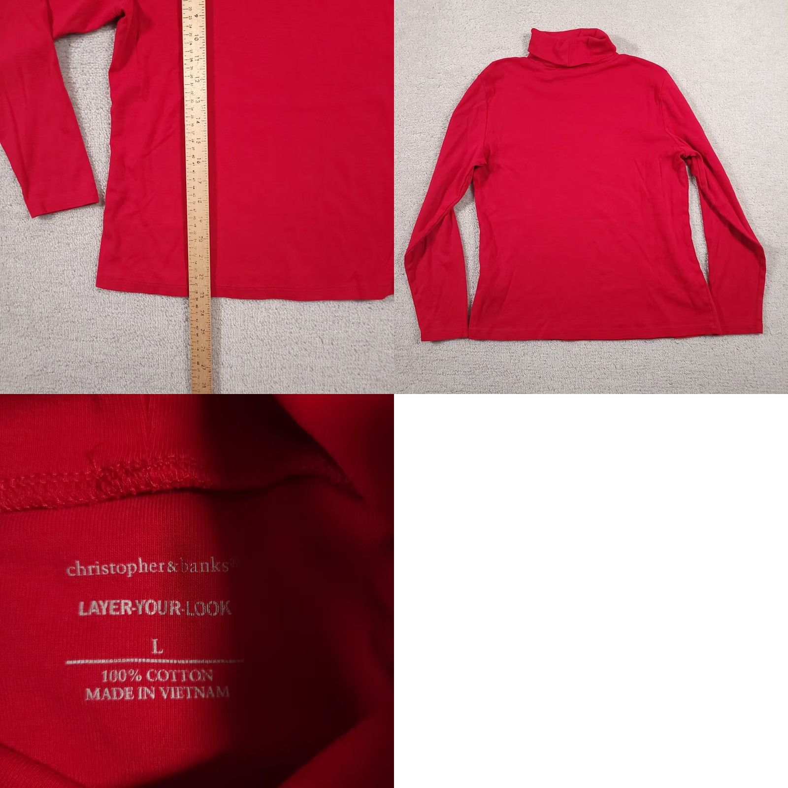 Vintage Christopher & Banks Women’s L Red Long Sleeve Turtleneck Shirt Layer Your Look Size L / US 10 / IT 46 - 8 Thumbnail