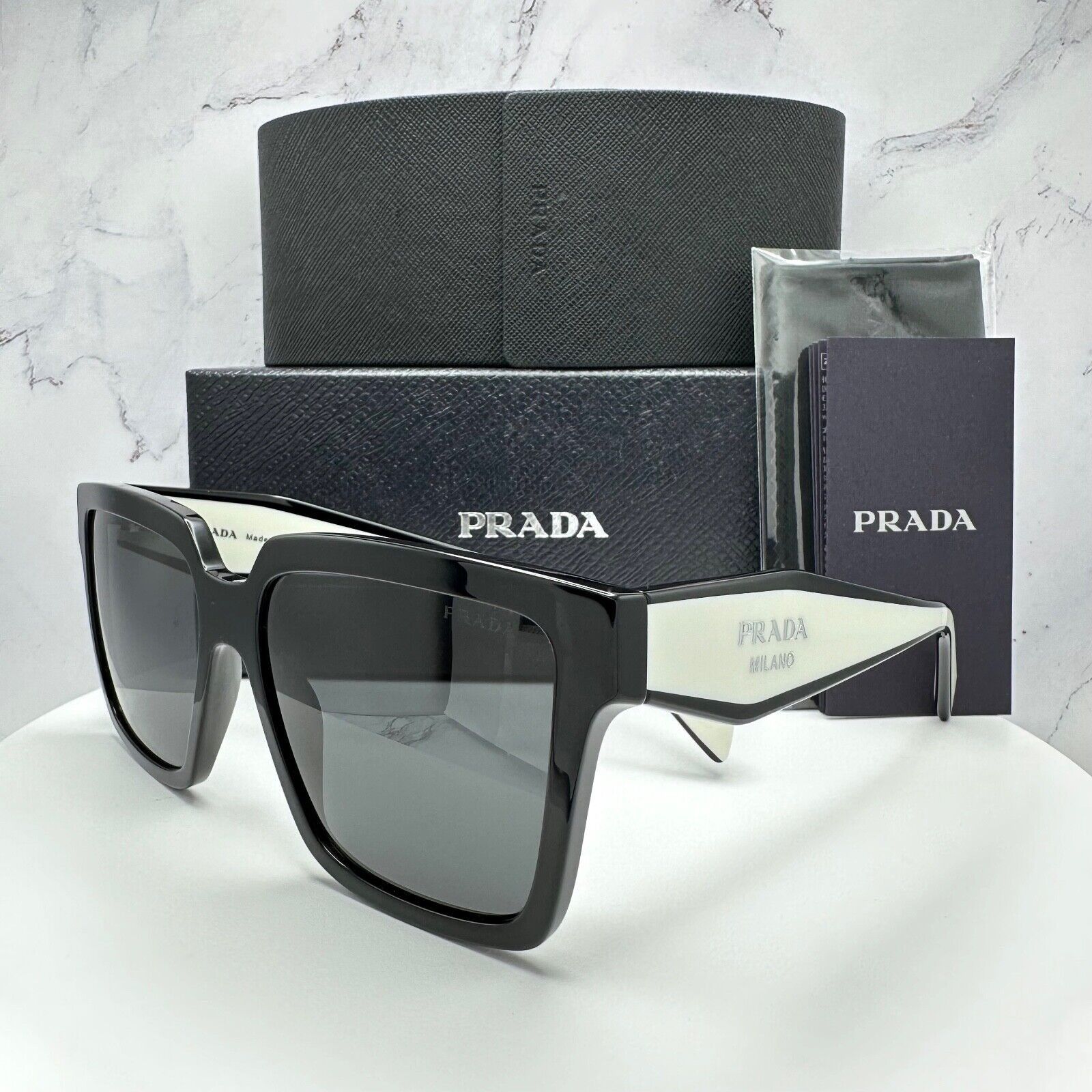 Prada New Prada Sunglasses Black White Symbole Logo Authentic Size ONE SIZE - 5 Thumbnail