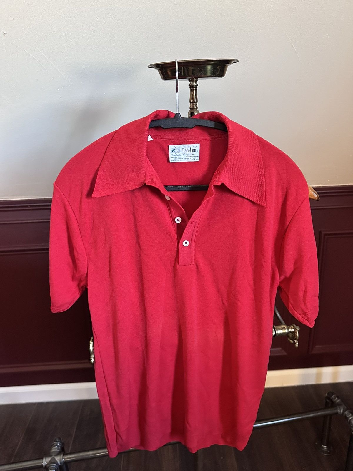 Vintage Ban-Lon MiUSA oversized pointed spread collar red polo shirt Size US M / EU 48-50 / 2 - 5 Thumbnail