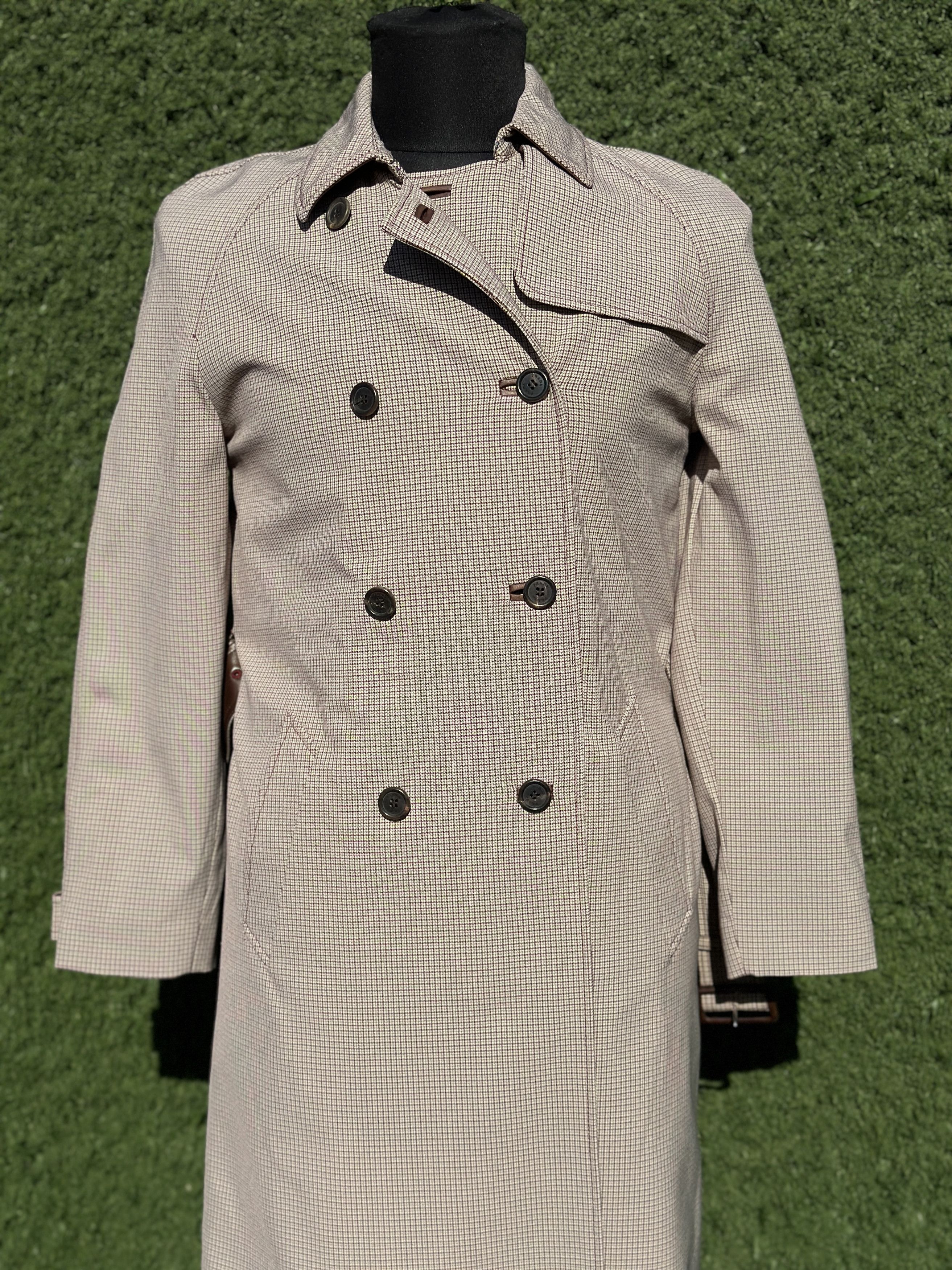 Prada Prada Check Stretch Trench Coat Leather Detail Italy Size 40 Size S / US 4 / IT 40 - 4 Thumbnail