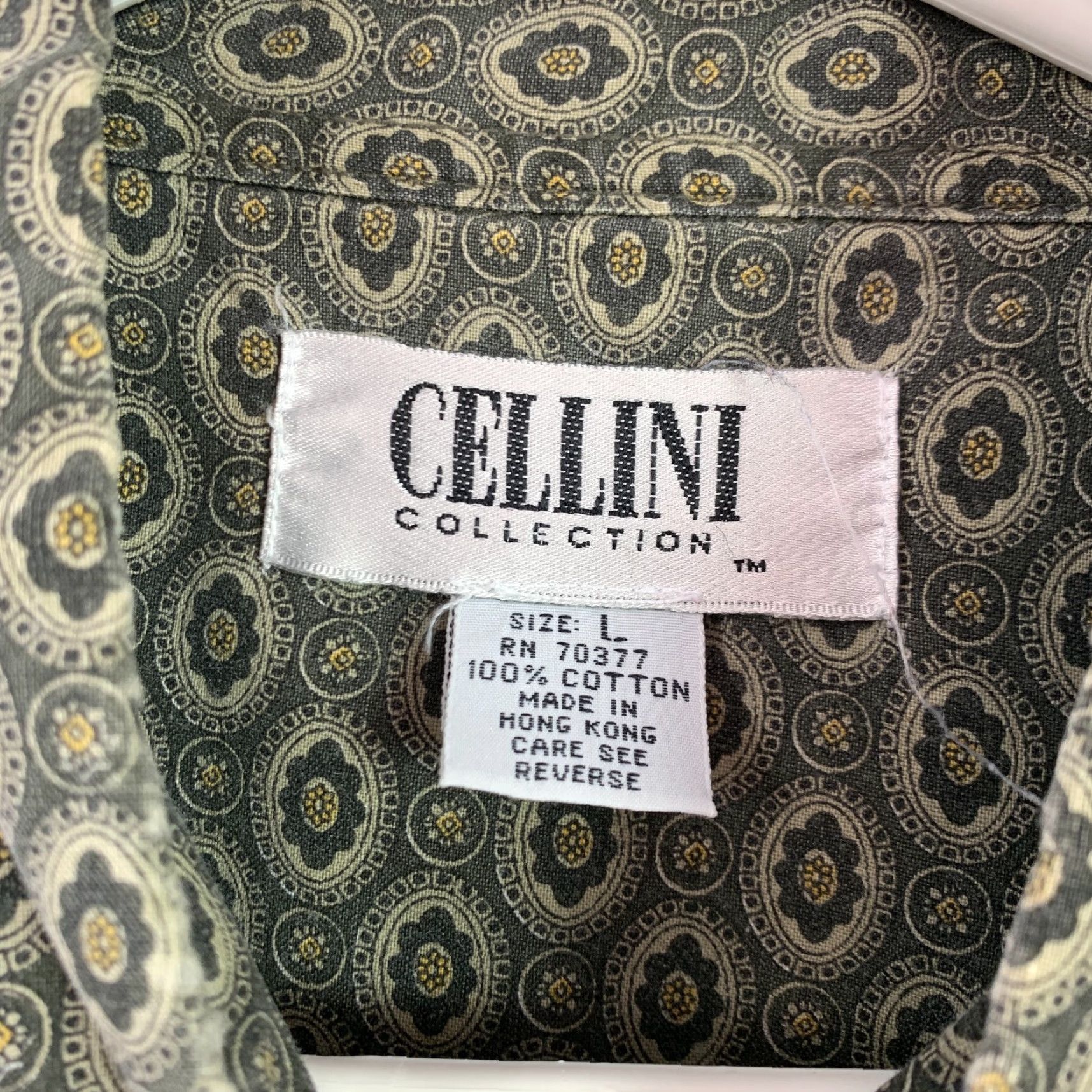 Vintage Vintage Cellini Collection Geometric Long Sleeve Button-Front Shirt Mens L Size US L / EU 52-54 / 3 - 5 Thumbnail