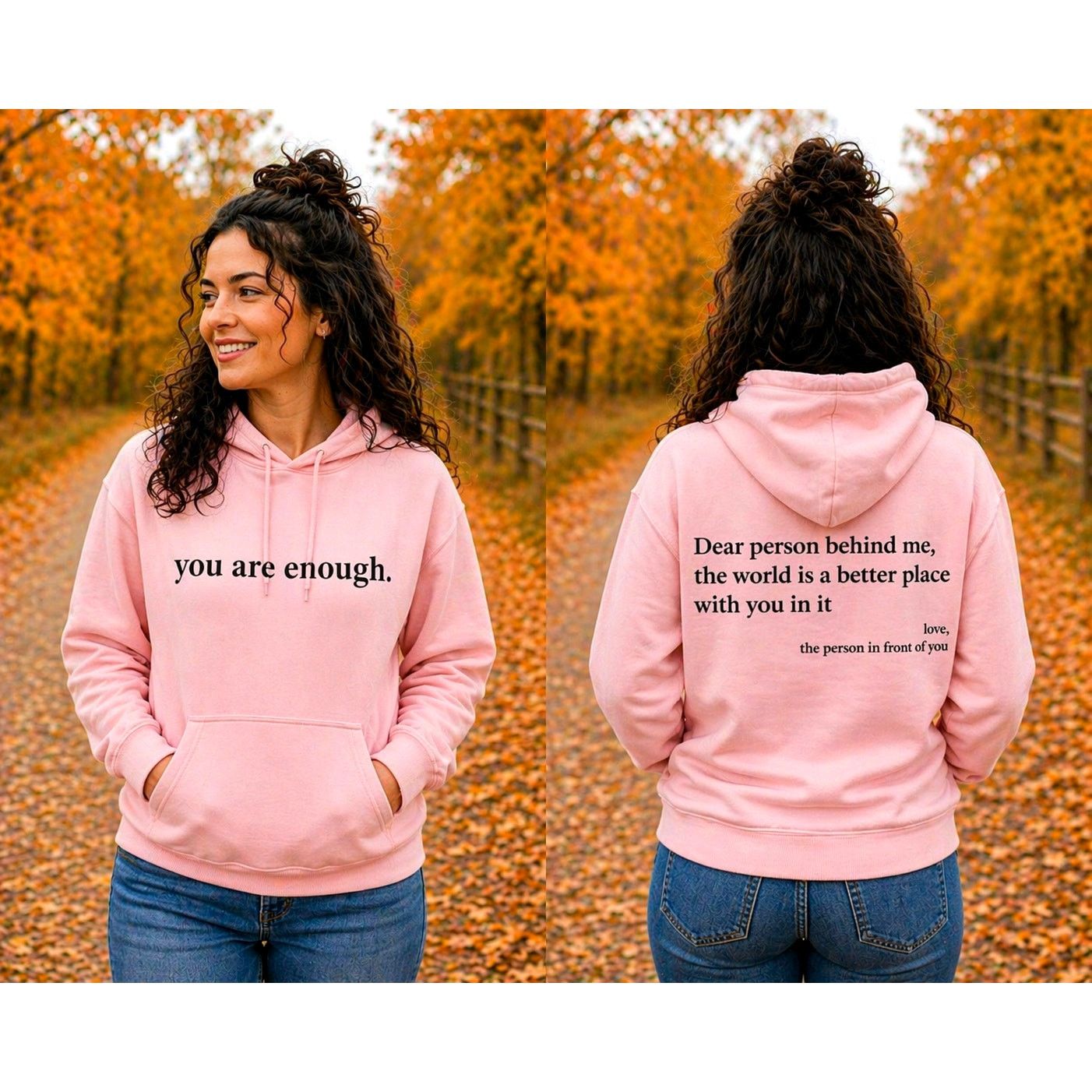 Other You Are Enough Sweatshirt Message on Back - Pink - XXL (14) Size XXL / US 16-18 / IT 52-54 - 1 Thumbnail