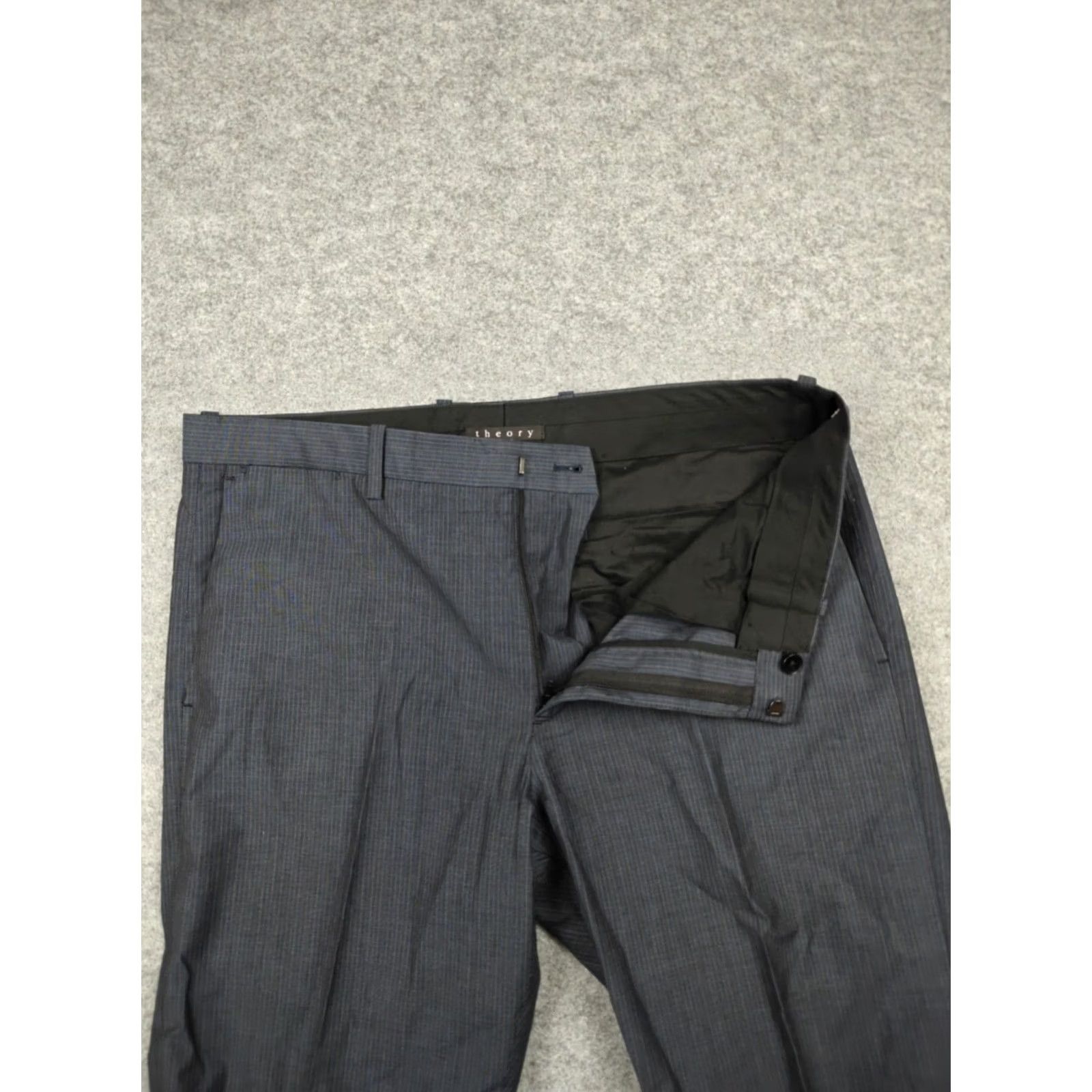 Theory Theory Mens Pants 34x32 Blue Pinstripe Cotton Dress Straight Leg Business Slacks Size US 34 / EU 50 - 2 Thumbnail