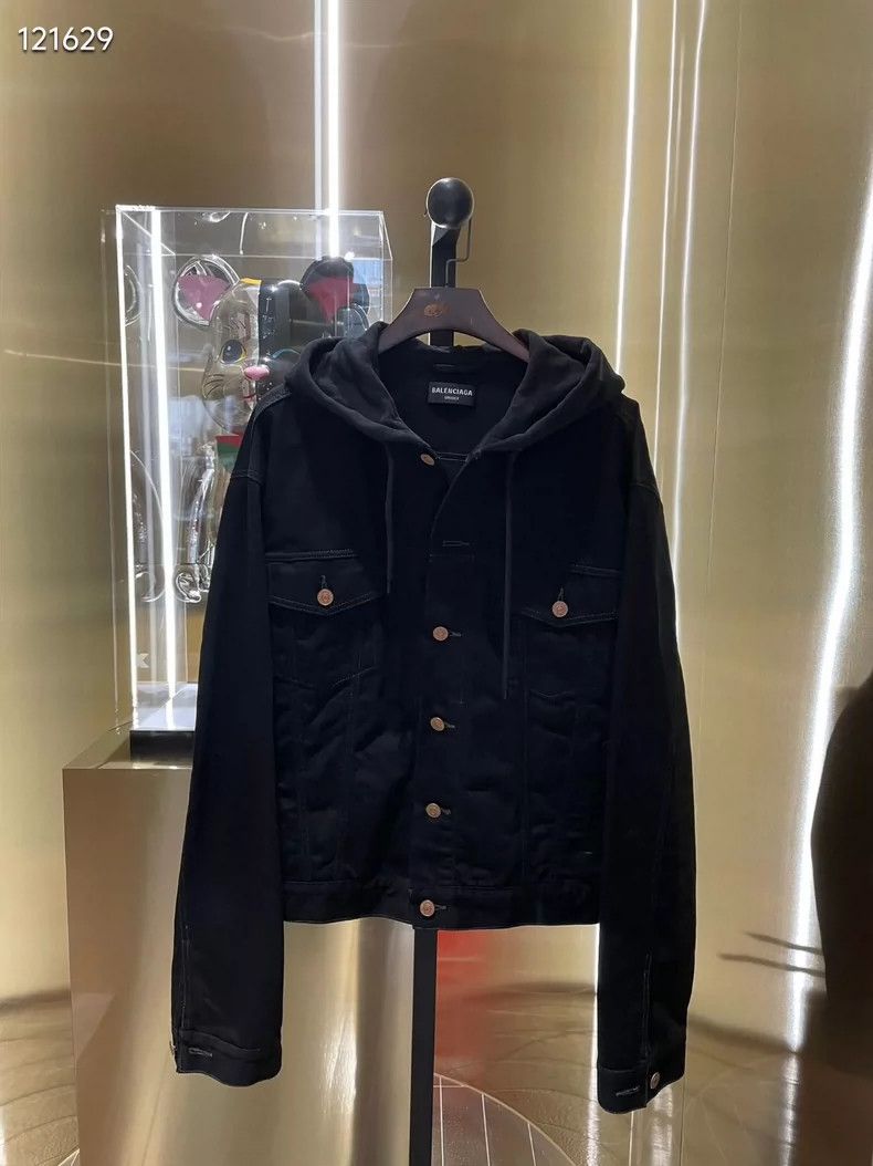 Balenciaga Black hooded denim jacket