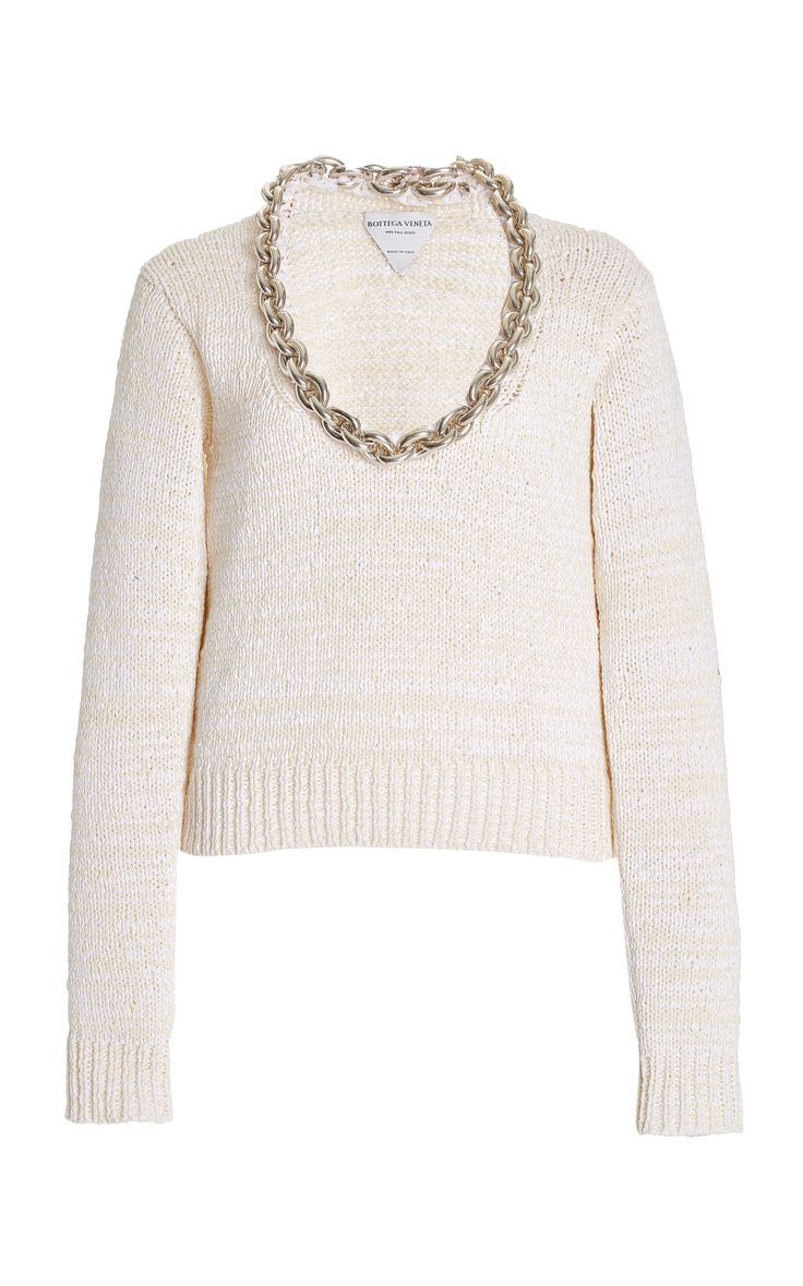 Bottega Veneta o1tko11025 Chain-Neck Sweater in Off White Size XS / US 0-2 / IT 36-38 - 1 Thumbnail