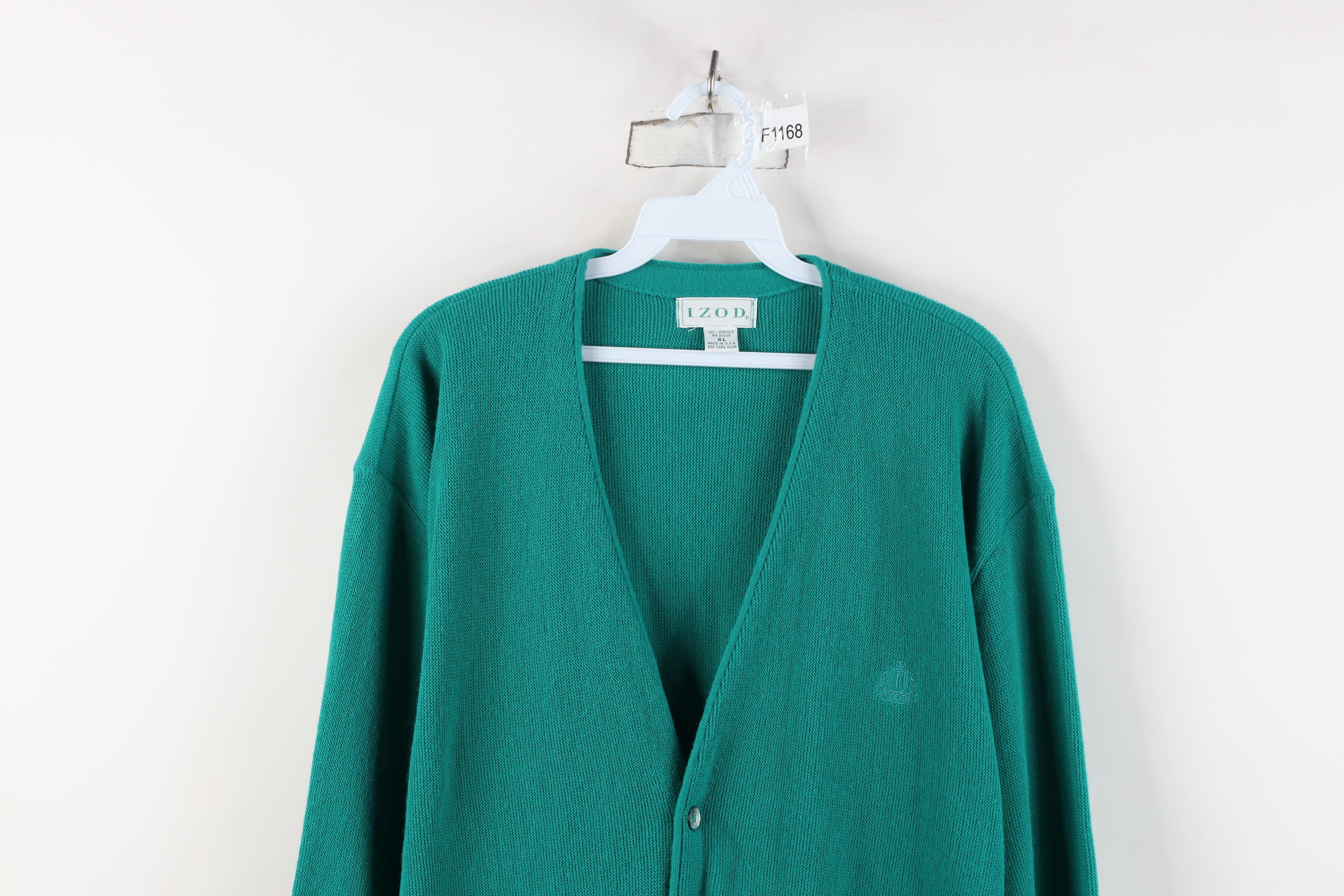Izod Vintage 90s Izod Knit Button Cardigan Sweater Teal USA Size US XL / EU 56 / 4 - 2 Thumbnail