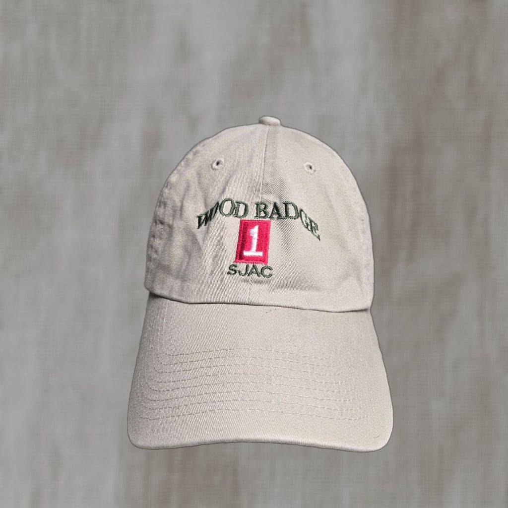 Vintage VINTAGE Wood Badge Hat Ball Cap Embroidered Adjustable Beige Men Adult One Size Ball Style Wood Badge Theme Mens Hat Size ONE SIZE - 1 Thumbnail