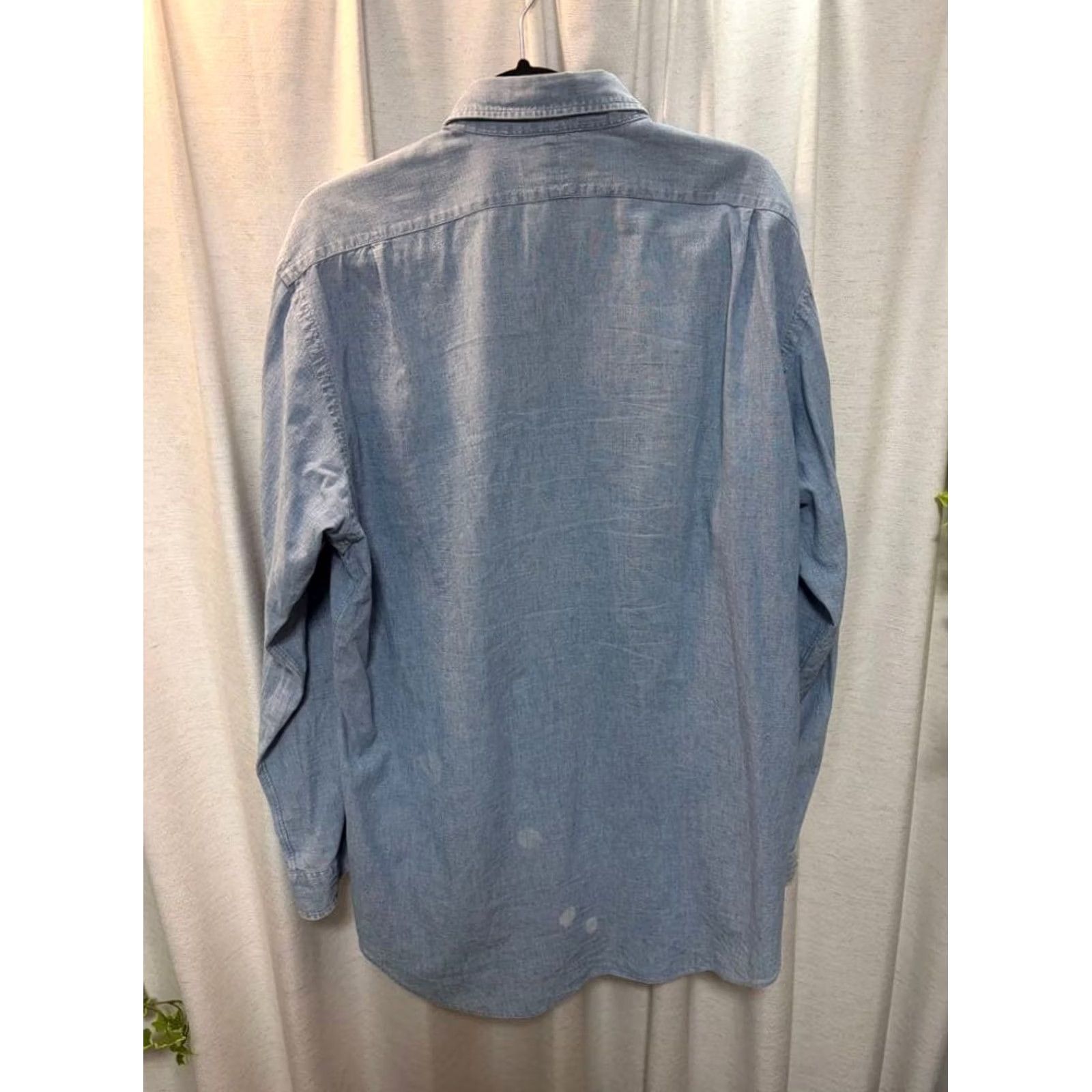 Ralph Lauren RRL RALPH LAUREN Men's Long-Sleeve Shirt L Light Blue Solid Casual USED Size US L / EU 52-54 / 3 - 3 Thumbnail