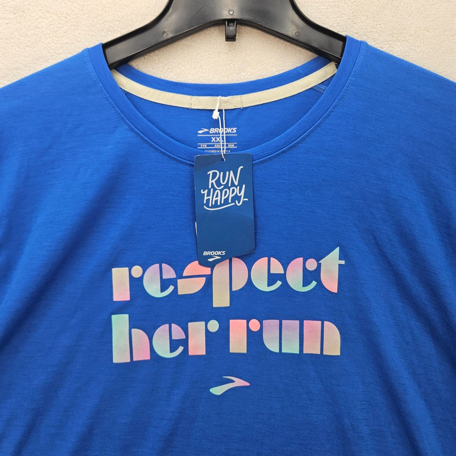 Brooks BROOKS WOMEN'S XXL DISTANCE GRAPHIC SHORT SLEEVE BLUE TEE Size XXL / US 16-18 / IT 52-54 - 2 Thumbnail