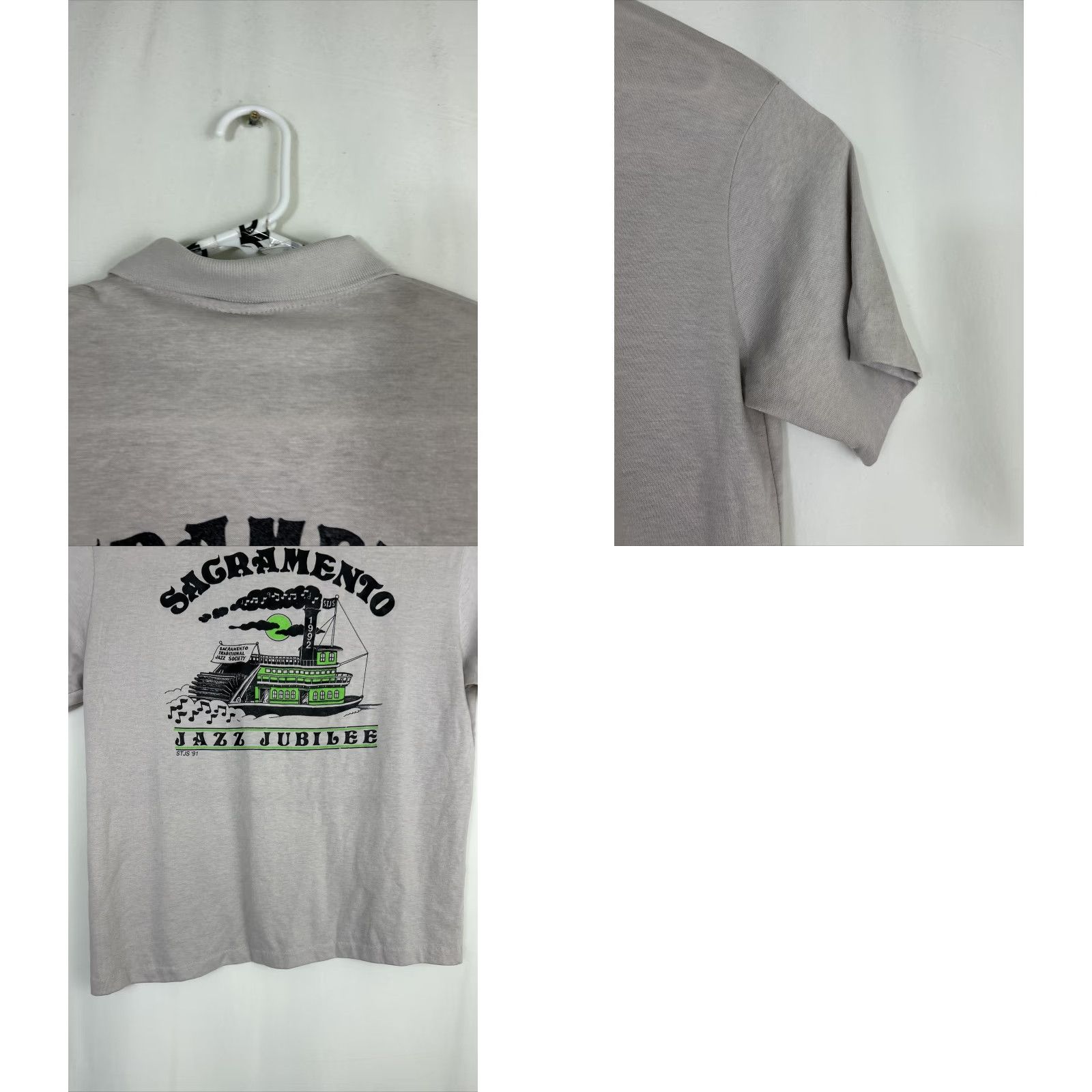 Vintage VINTAGE Screen mates Polo Shirt Mens L Gray Jazz 1992 Sacramento Jazz Jubilee Short Sleeve Size US L / EU 52-54 / 3 - 10 Thumbnail