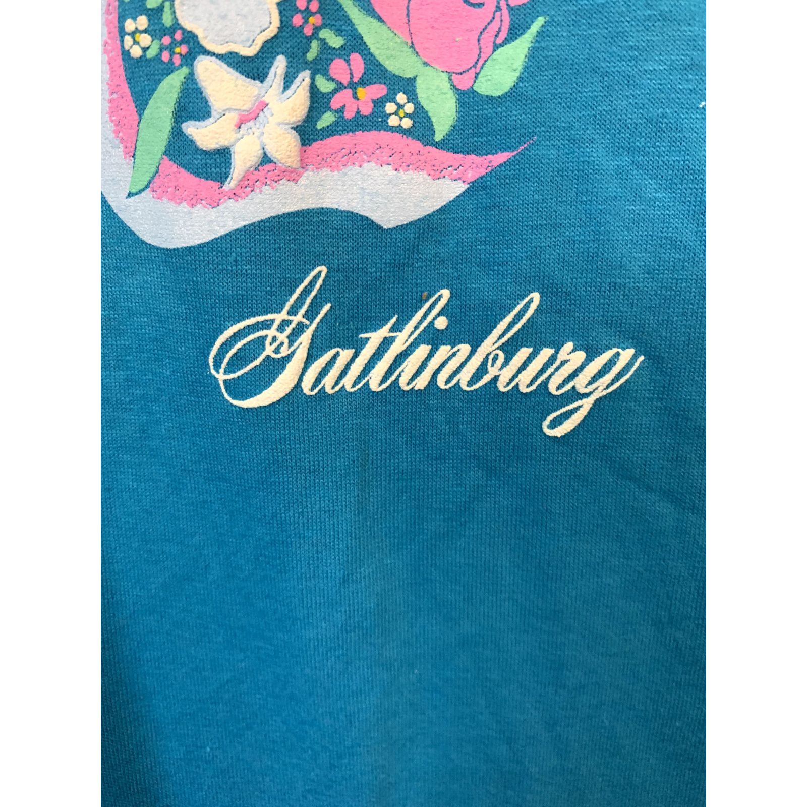Jerzees Vintage Gatlinburg Shirt Flowers Blue 1990s 90s VTG Medium Size US M / EU 48-50 / 2 - 3 Thumbnail