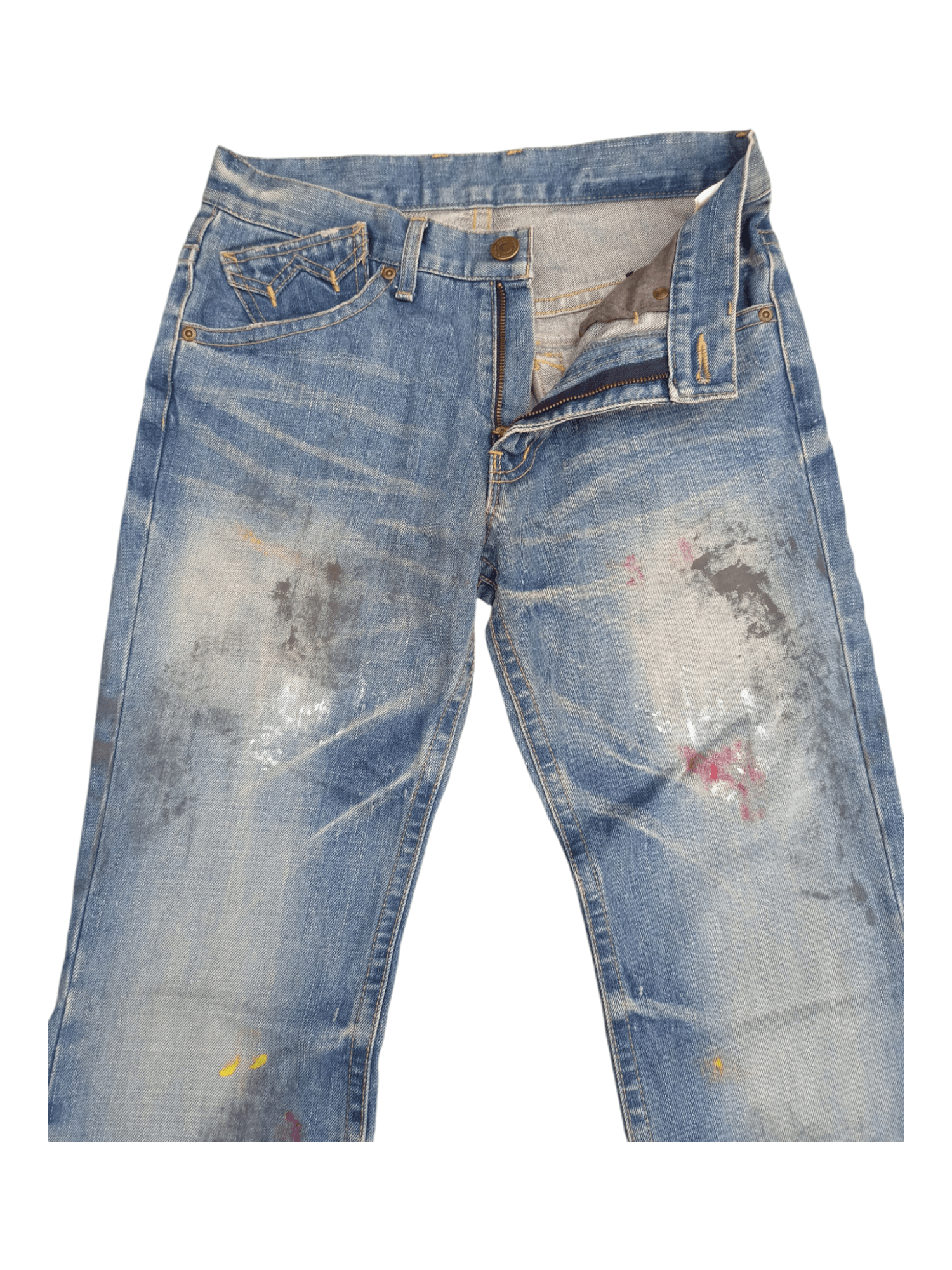 Japanese Brand Rattle Trap Paint Skin Mud Max Minimalist Flare Denim Size US 28 / EU 44 - 3 Thumbnail
