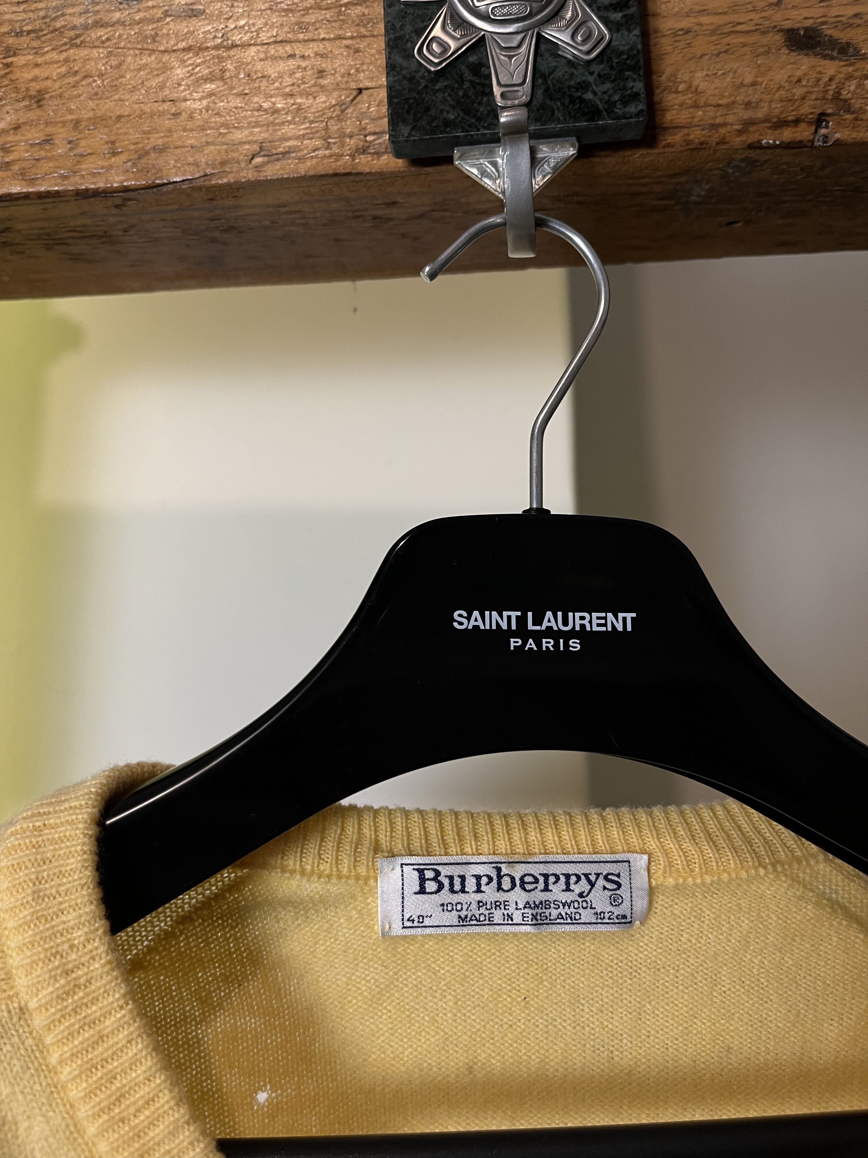 Burberry × Vintage 80s Burberrys Yellow Wool Knitted Sweater Size US M / EU 48-50 / 2 - 4 Thumbnail