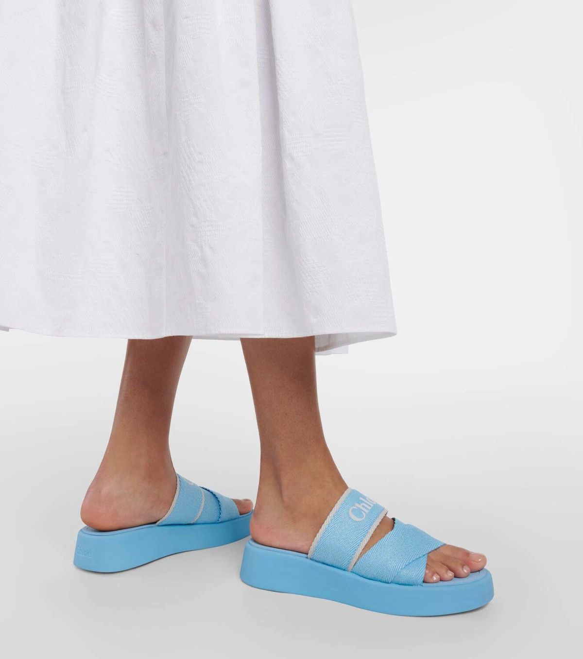 Chloe o1loc1c0425 Woody Slides Silky in Blue Size US 8 / IT 38 - 6 Thumbnail